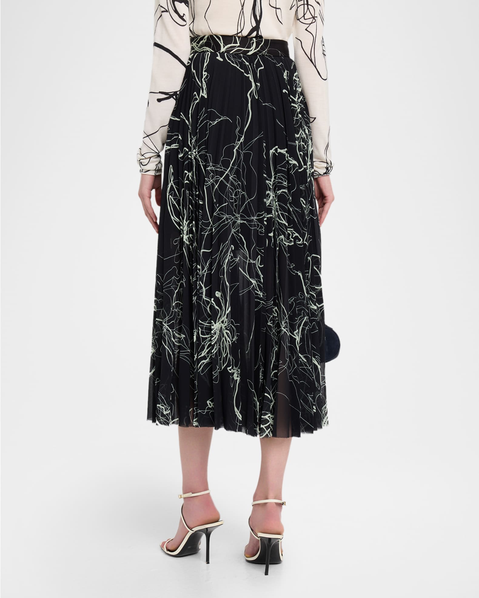 Jason Wu Collection Pleated Floral-Print Chiffon Midi Skirt