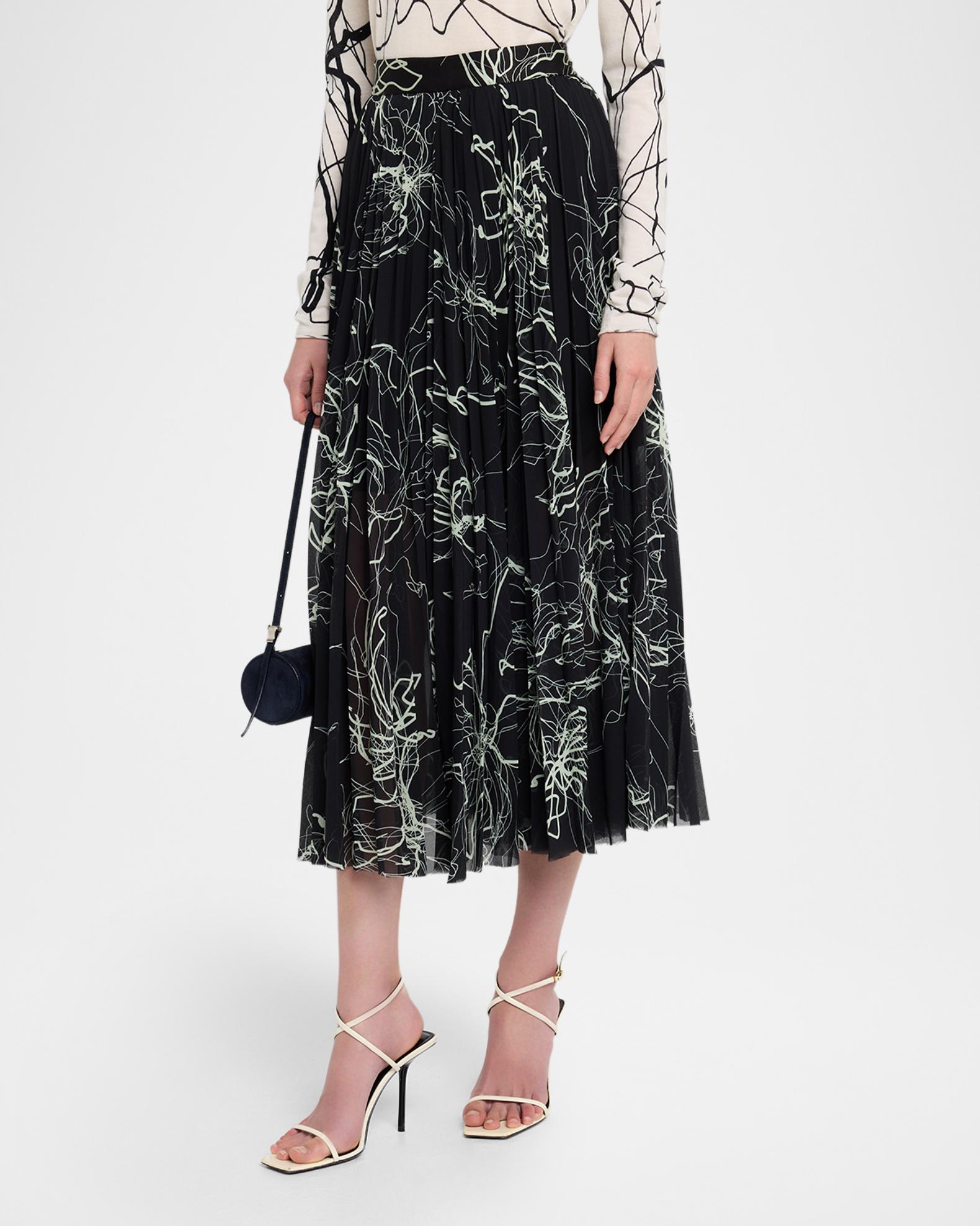 Jason Wu Collection Pleated Floral-Print Chiffon Midi Skirt