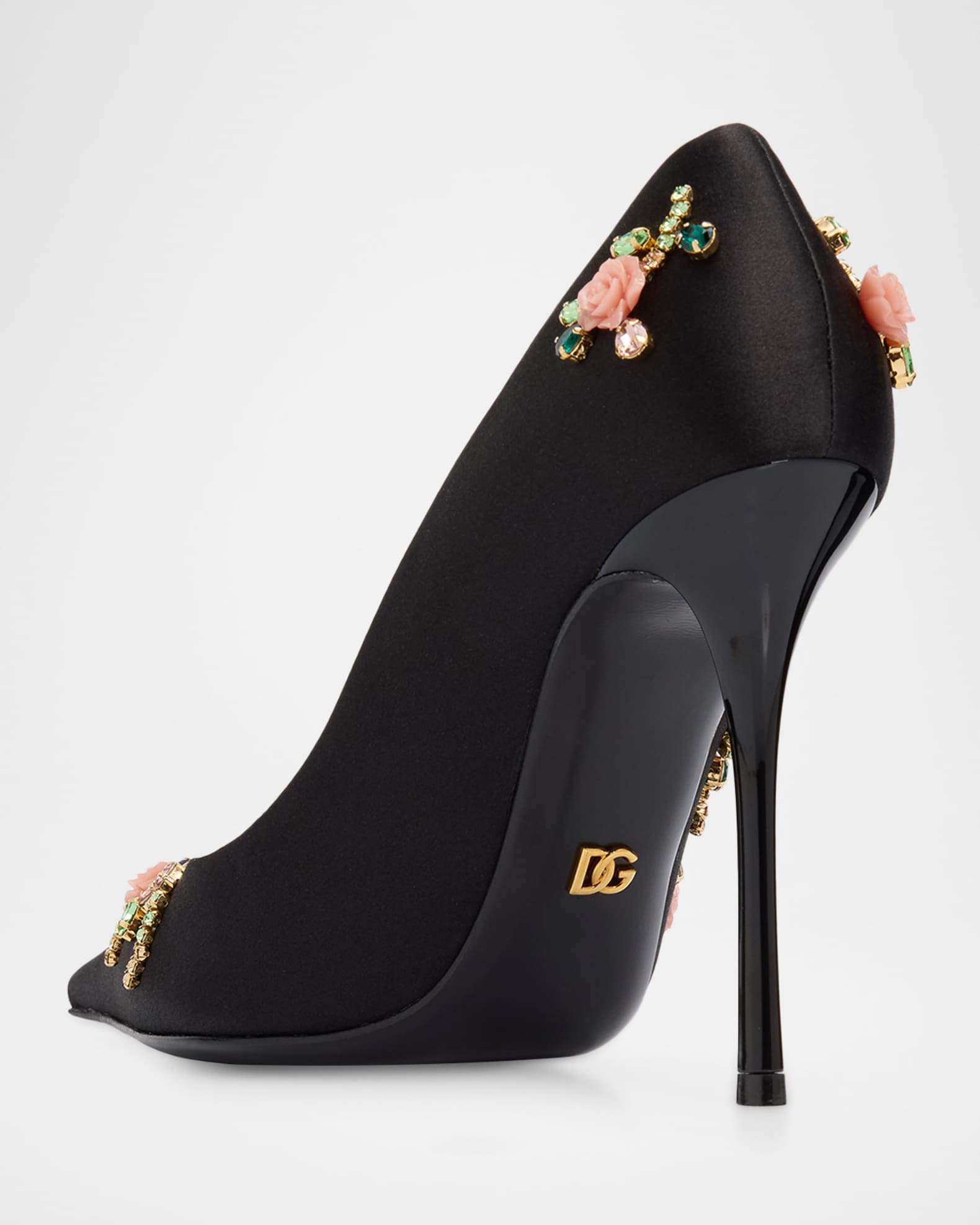 Dolce&Gabbana 105mm Embellished Satin Pumps | Neiman Marcus