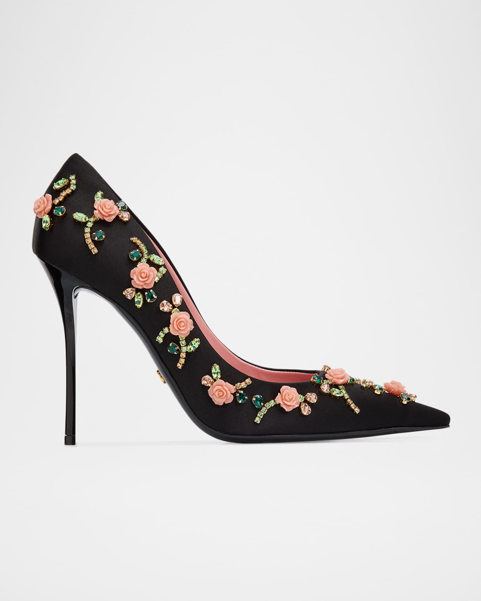 Dolce&Gabbana 105mm Embellished Satin Pumps | Neiman Marcus