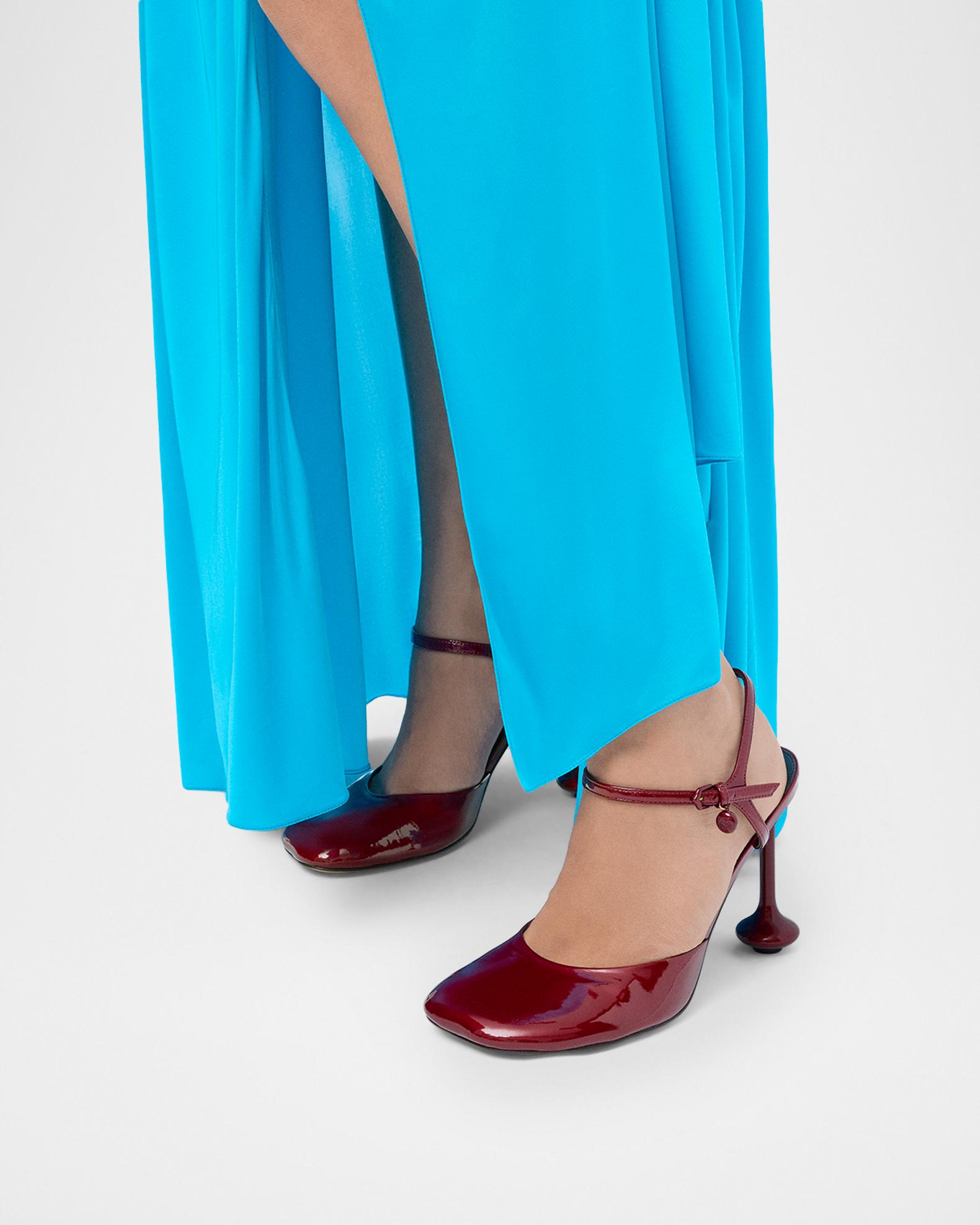 blue dress red heels LOEWE 90mm Toy Patent Leather Ankle-Strap Pumps Global Essentials