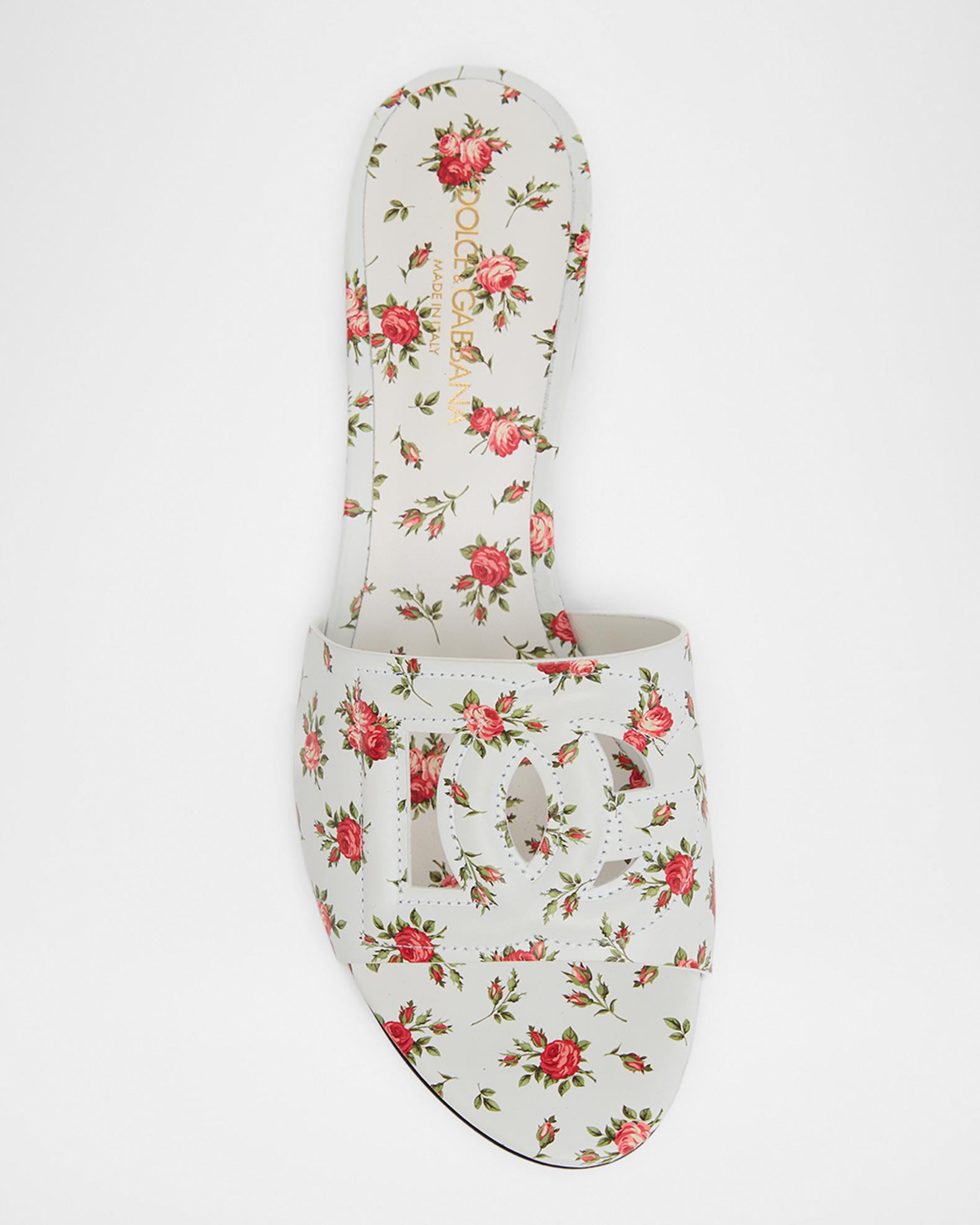 Dolce&Gabbana 40mm DG Cutout Floral Leather Slides | Neiman Marcus