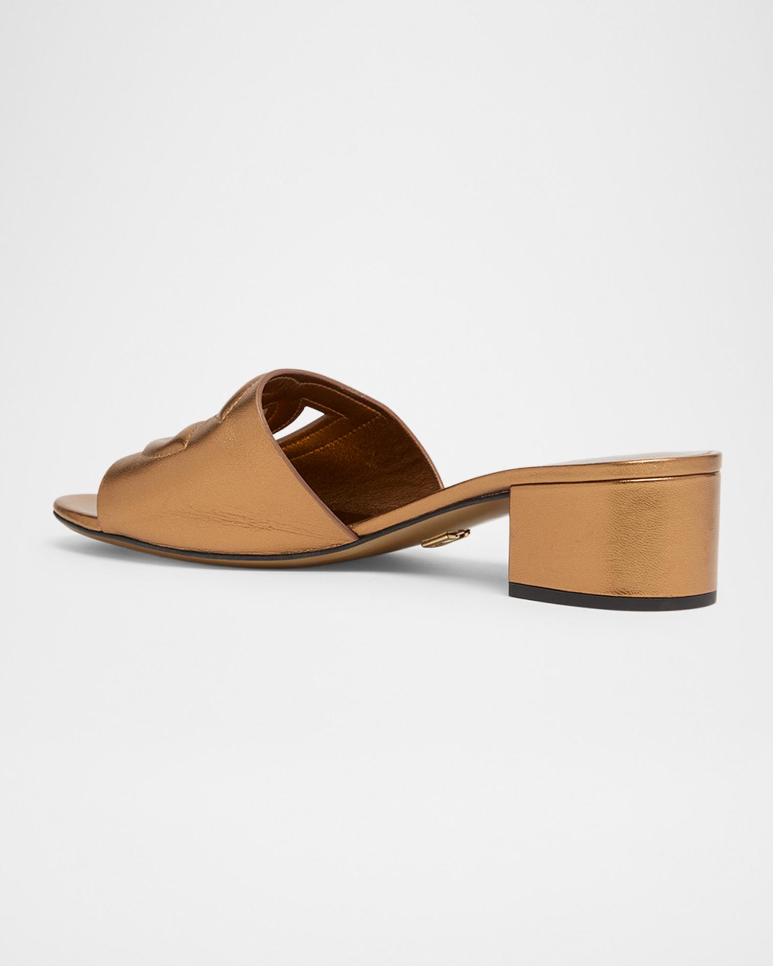 Dolce&Gabbana 40mm Cutout DG Metallic Leather Mule Sandals