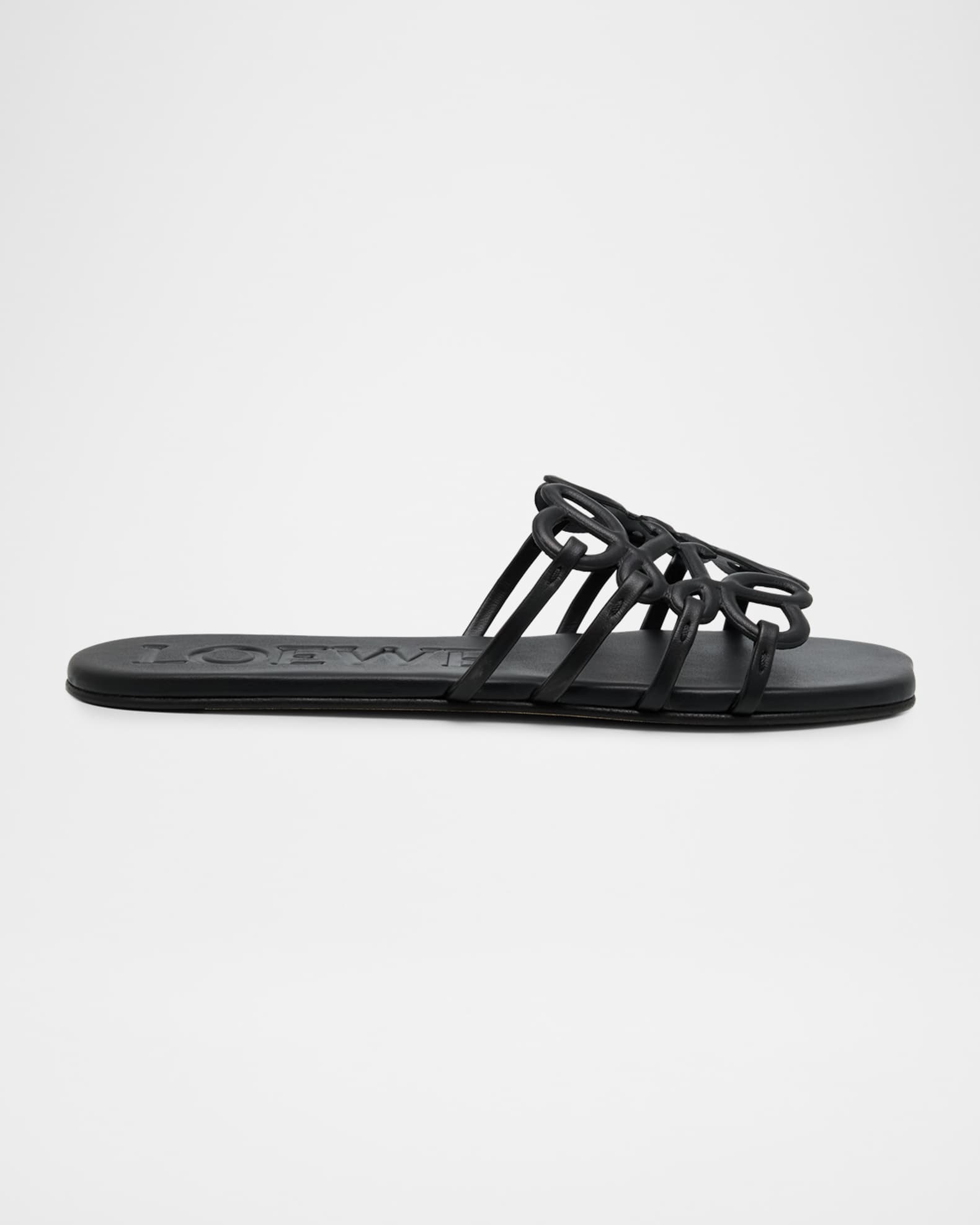 Loewe x Paula's Ibiza Petal Leather Anagram Slide Sandals | Neiman