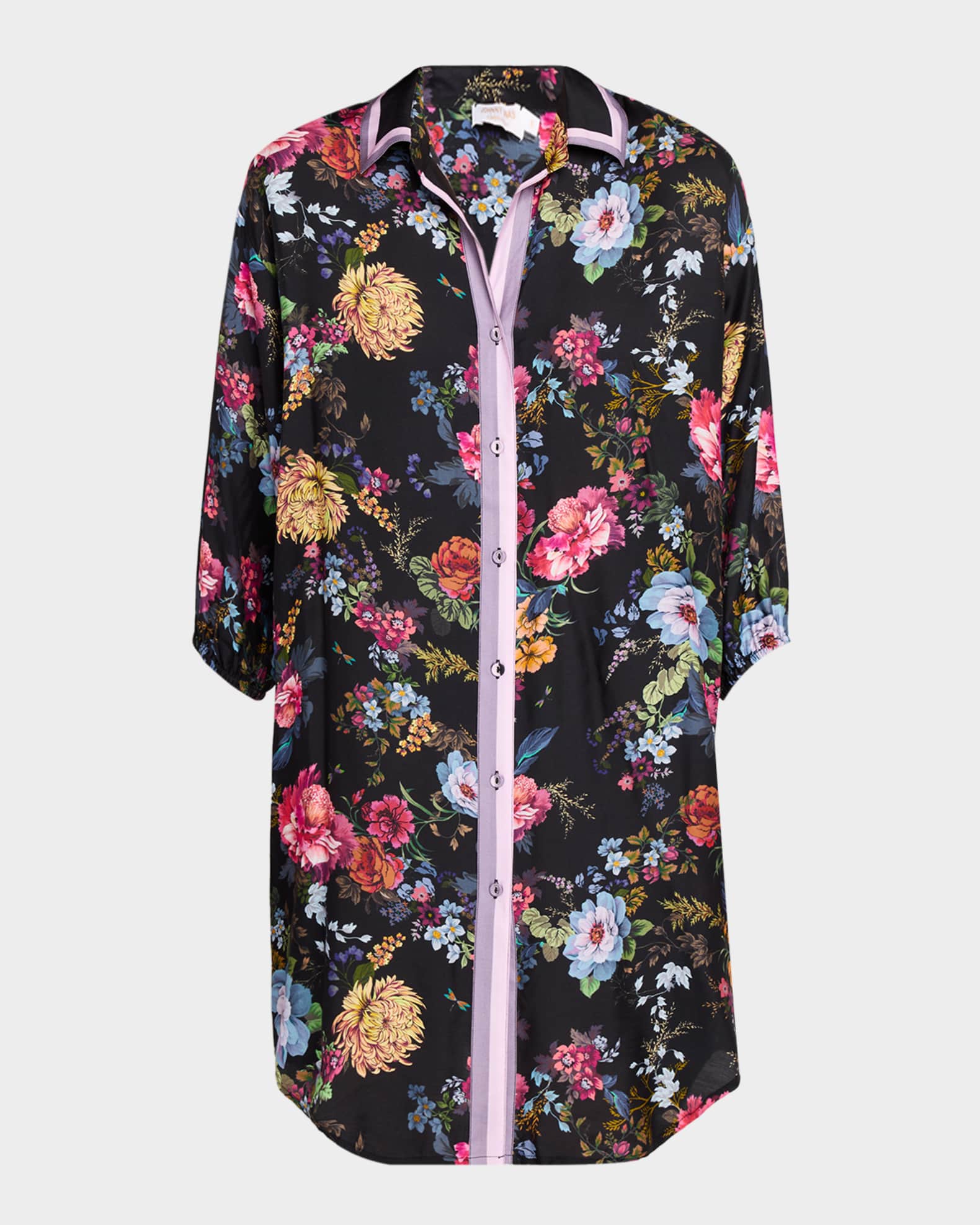 Johnny Was Women's Black Button Down Shirt Dress, Size Large, Unique