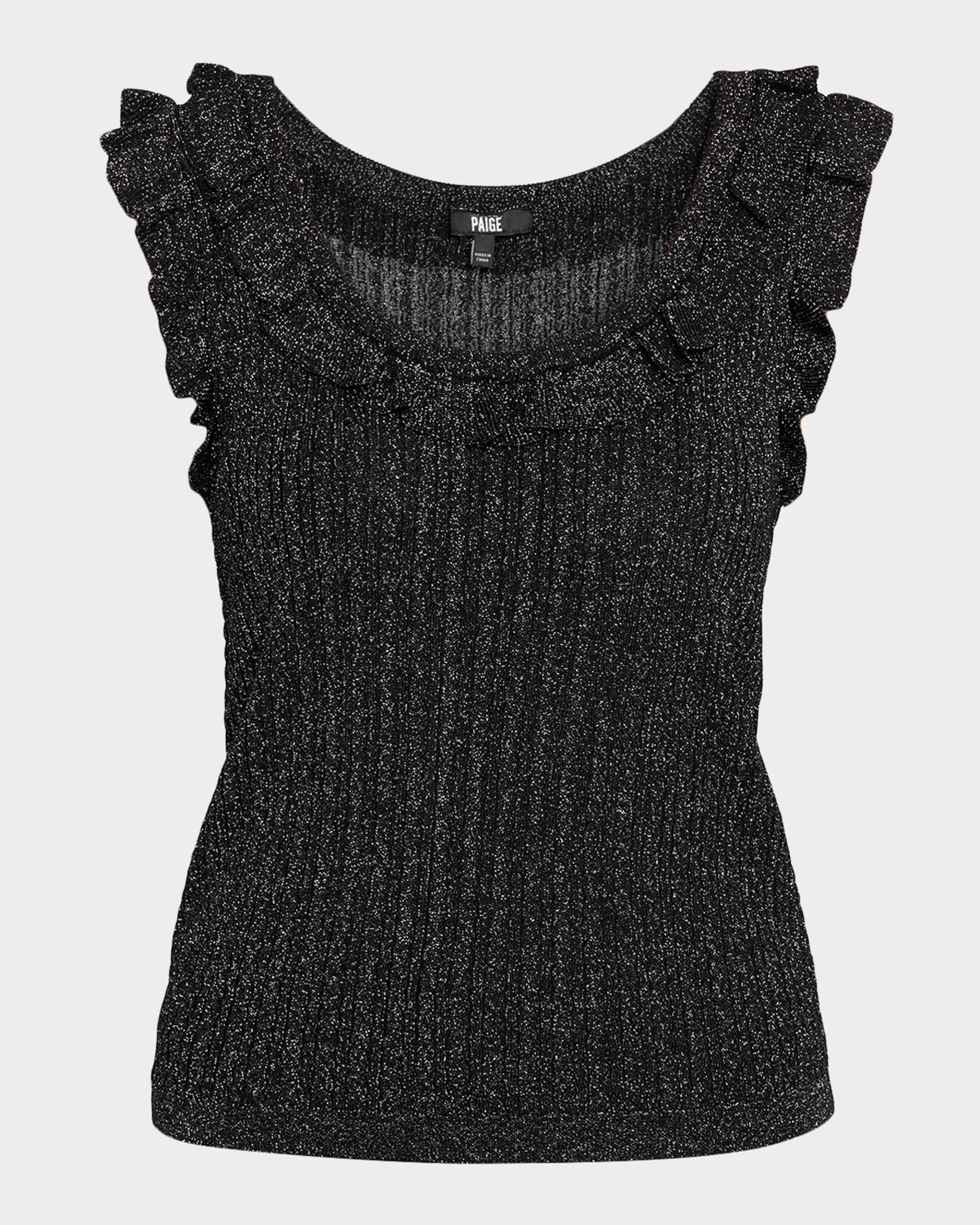 PAIGE Clareen Sparkly Ruffle Tank Top | Neiman Marcus