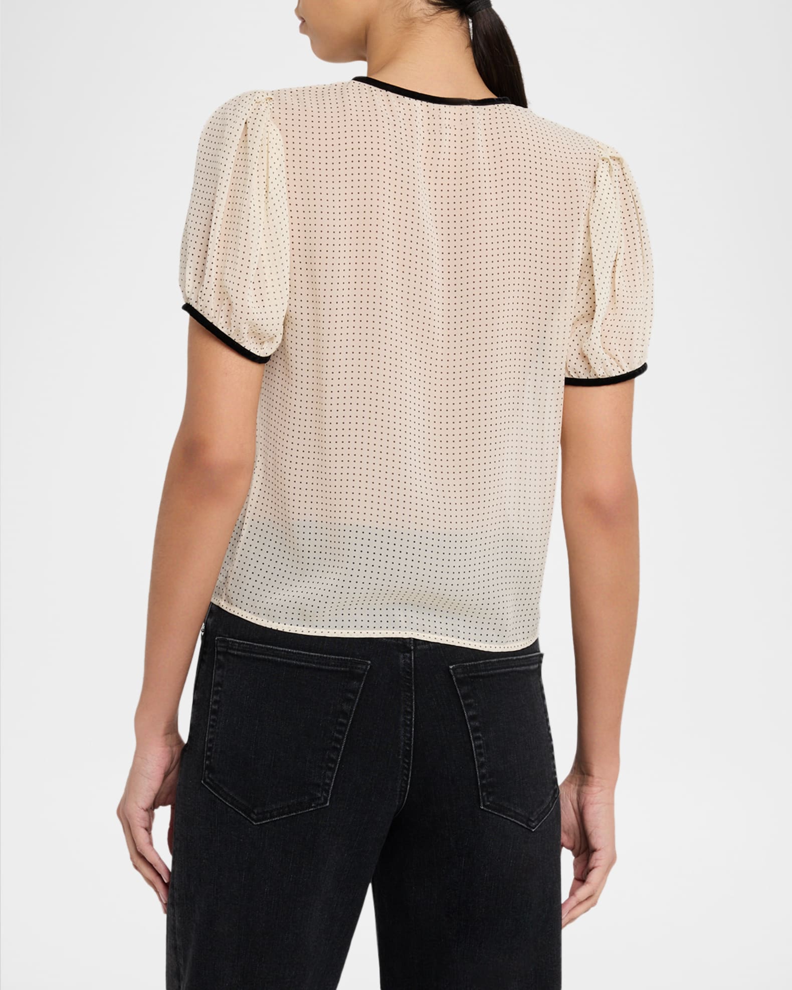 FRAME The Tie Puff-Sleeve Blouse | Neiman Marcus