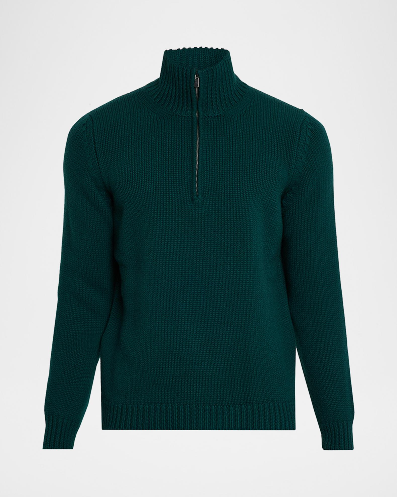 Anderson & Sheppard Men's Plain Knit Cashmere Quarter-Zip Sweater ...