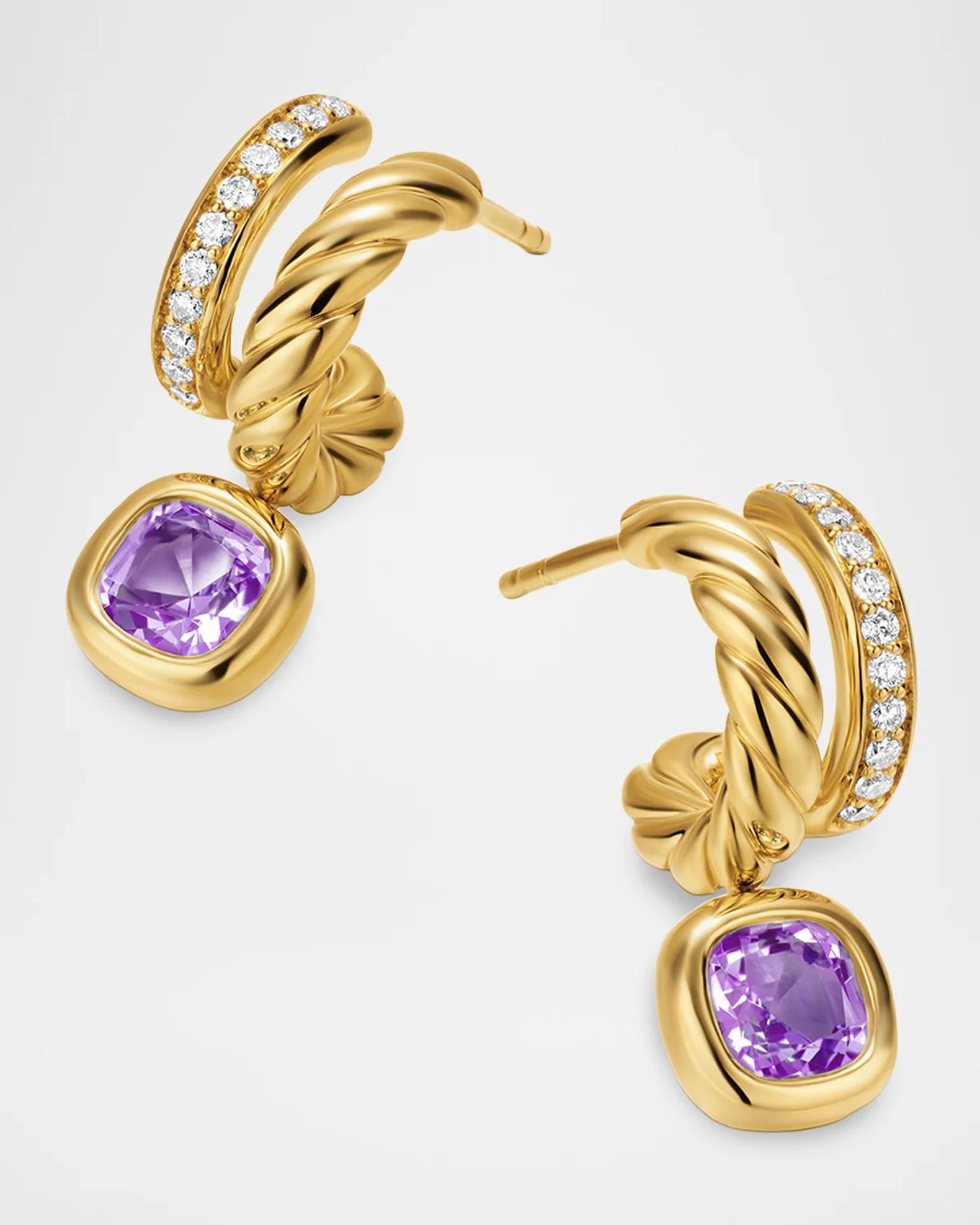 David Yurman DY Mercer Color Two Row Drop Earrings with Amethyst and ...