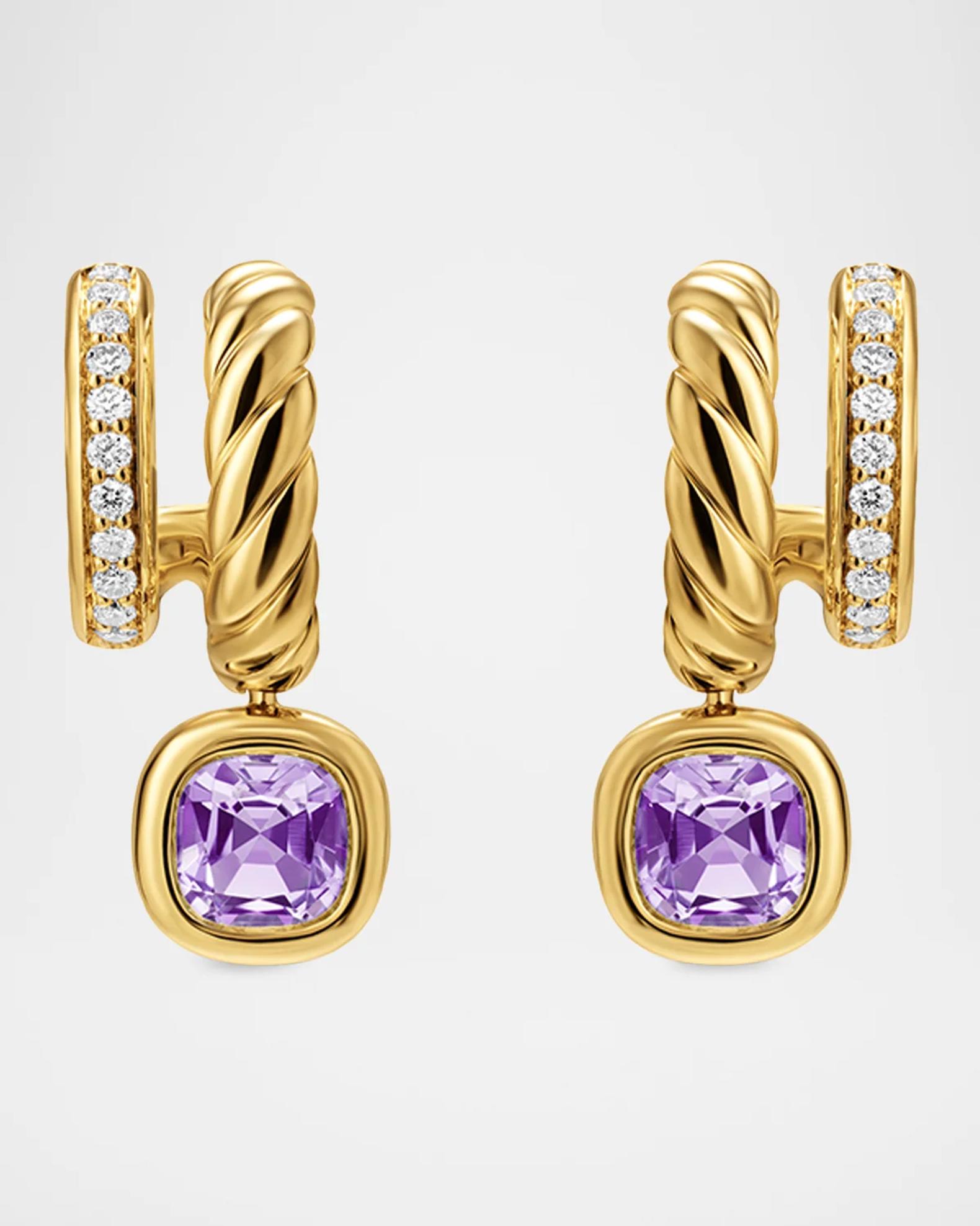 David Yurman DY Mercer Color Two Row Drop Earrings with Amethyst and ...