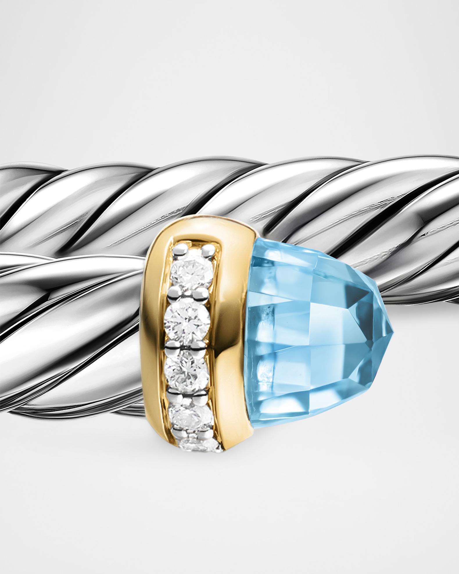 David Yurman Cable Flex Bracelet with Sky Blue Topaz and Diamonds in ...