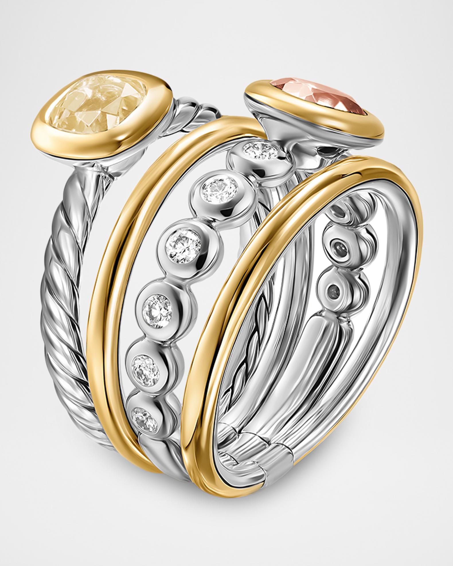 David Yurman DY Mercer Color Stone Multi Row Ring with Champagne ...