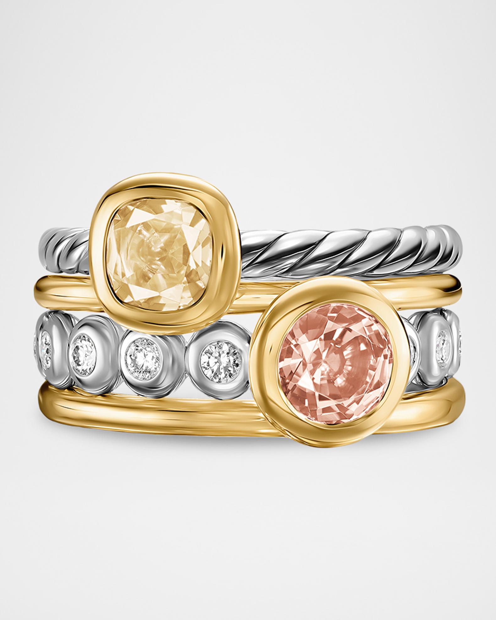 David Yurman DY Mercer Color Stone Multi Row Ring with Champagne ...