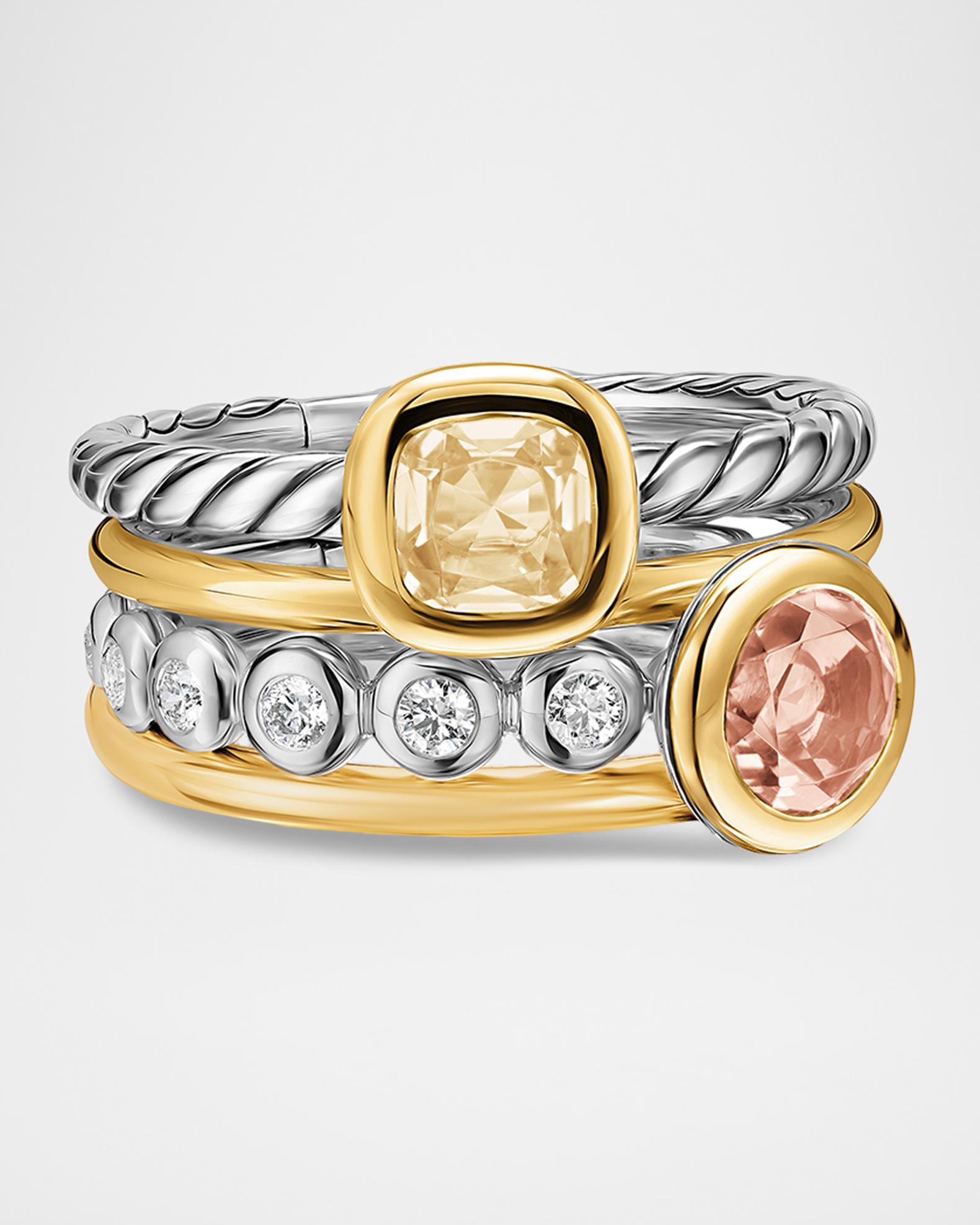 David Yurman DY Mercer Color Stone Multi Row Ring with Champagne ...