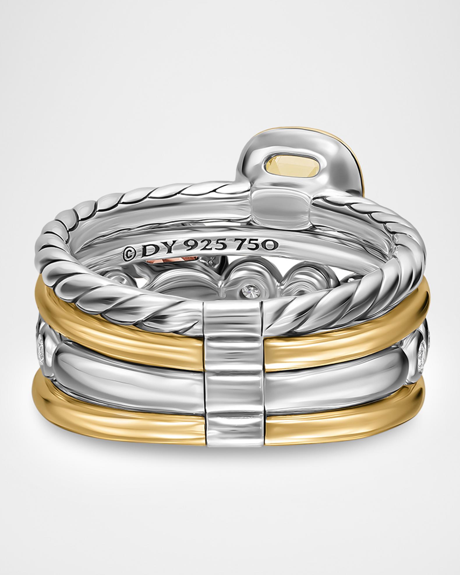 David Yurman DY Mercer Color Stone Multi Row Ring with Champagne ...