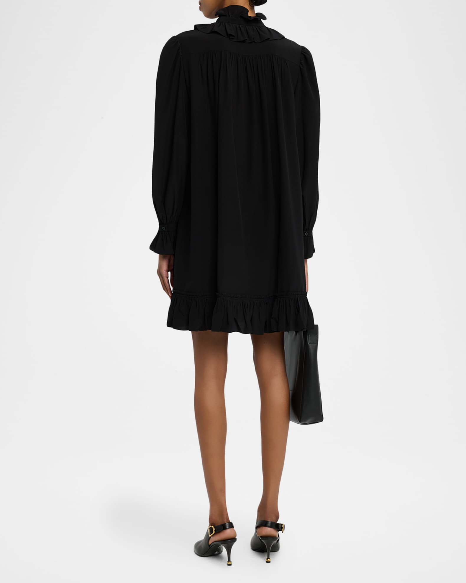 Chlo Women's Ruffle Silk Crepe Minidress - Black - Size 6