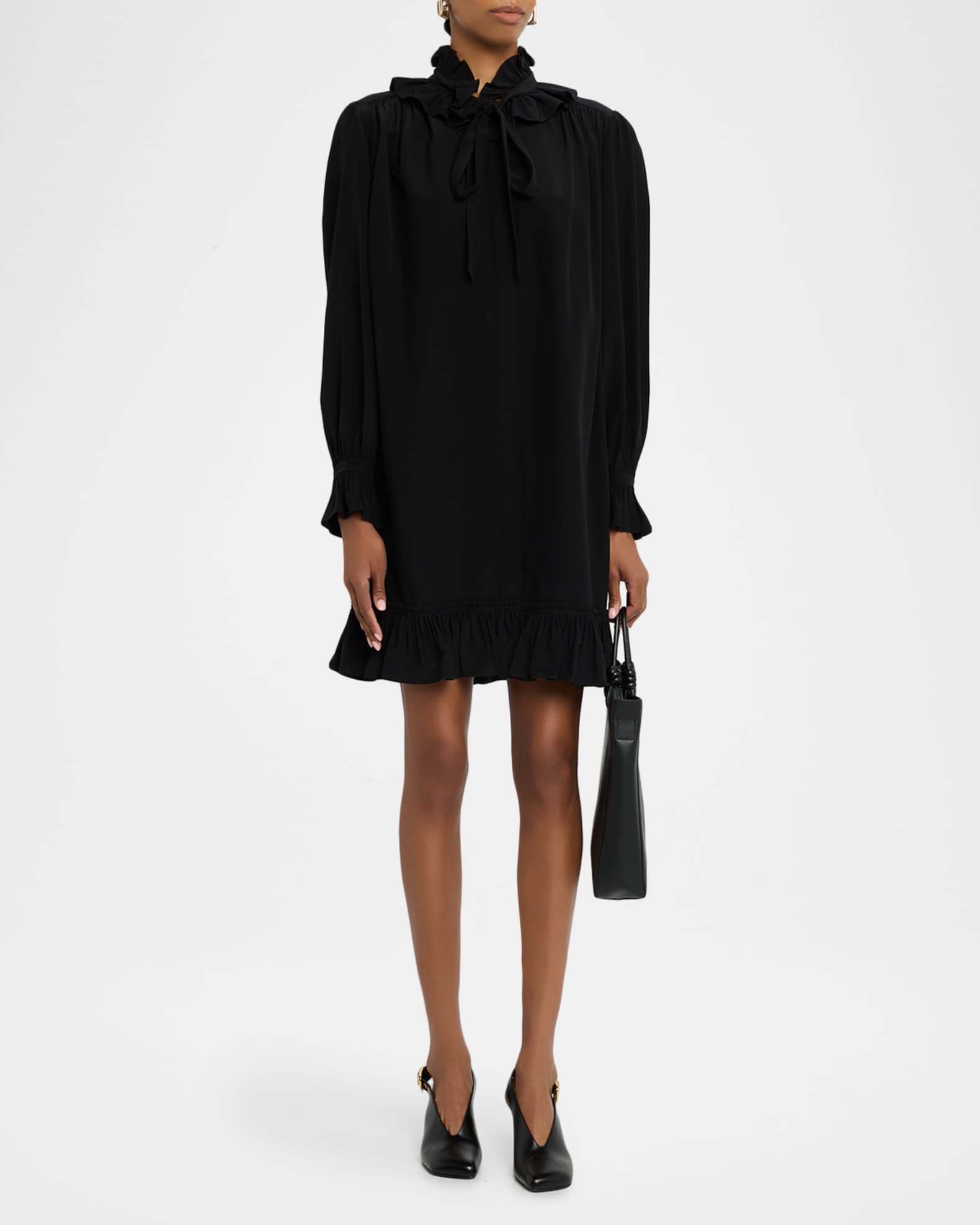 silk mini shirt dress Brandon Maxwell Women's The Vera Mini Silk Shirtdress - Black