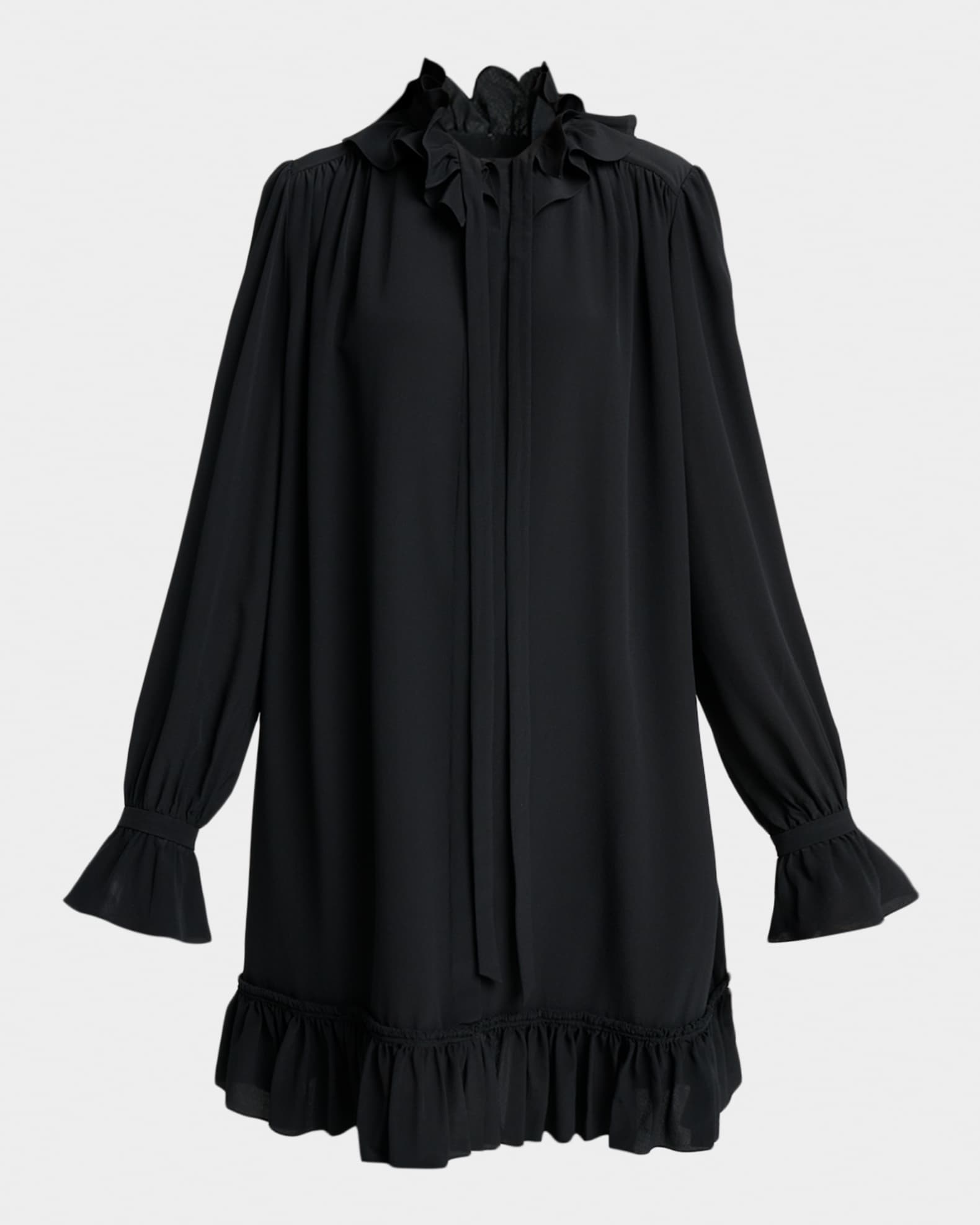 ruffle neck shirt dress Ruffle Shirt Dress With Tie for Women, Sugar Swizzle