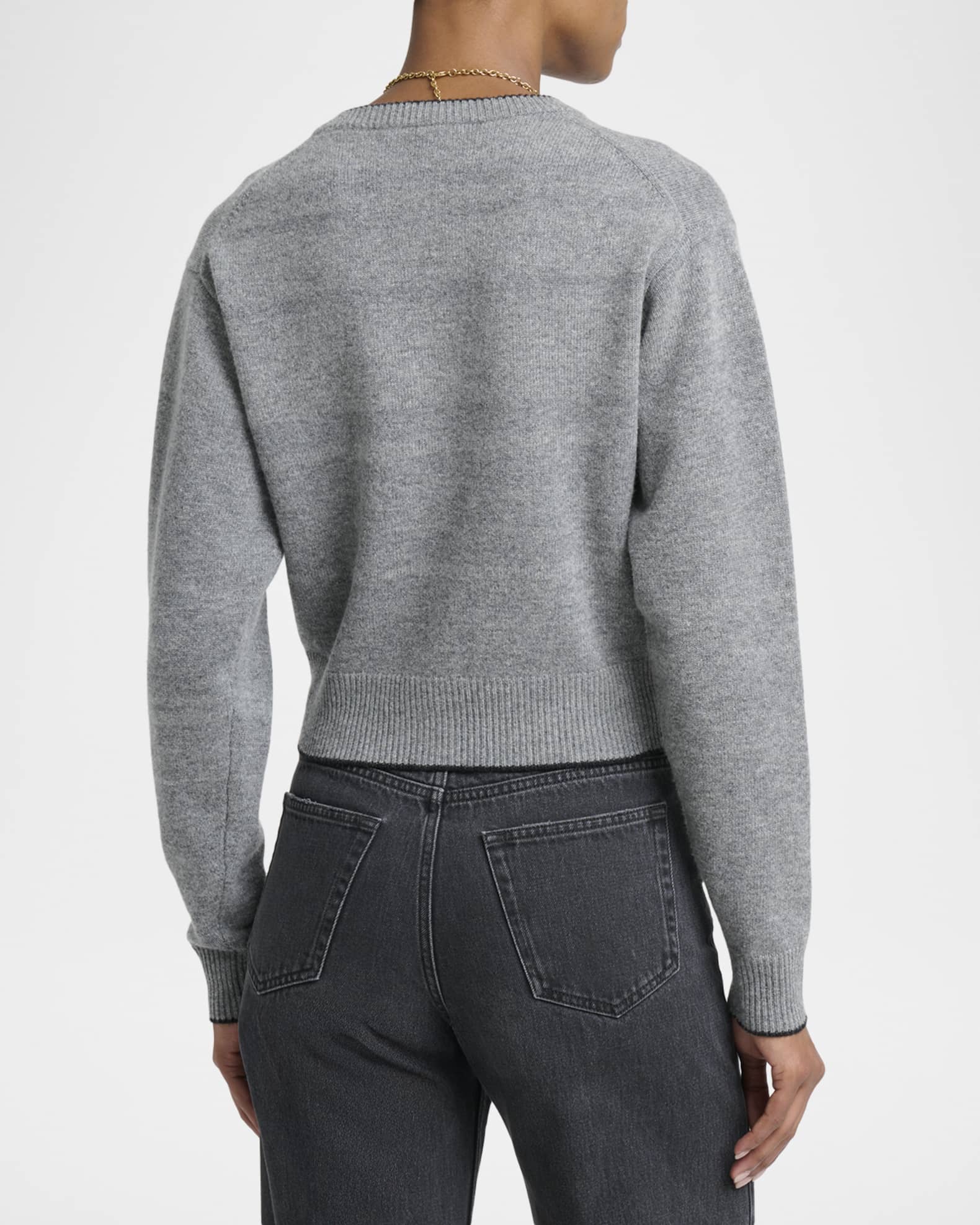Chloe Logo Heart Wool-Cashmere Crewneck Cardigan | Neiman Marcus
