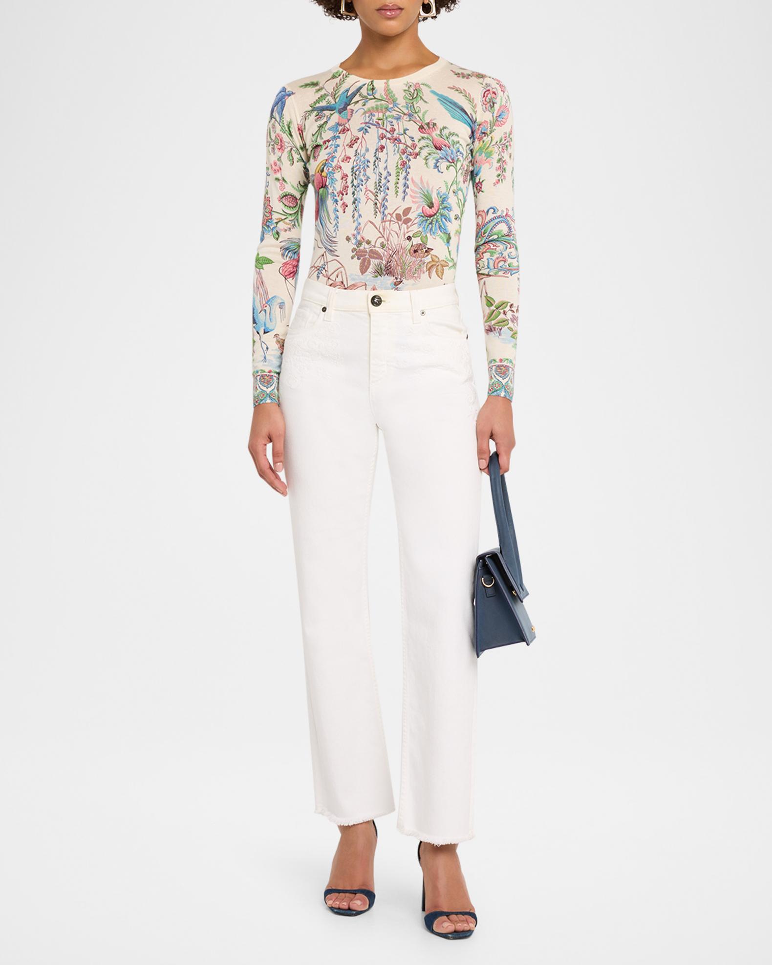 Etro Flora and Fauna Silk Cashmere Sweater | Neiman Marcus
