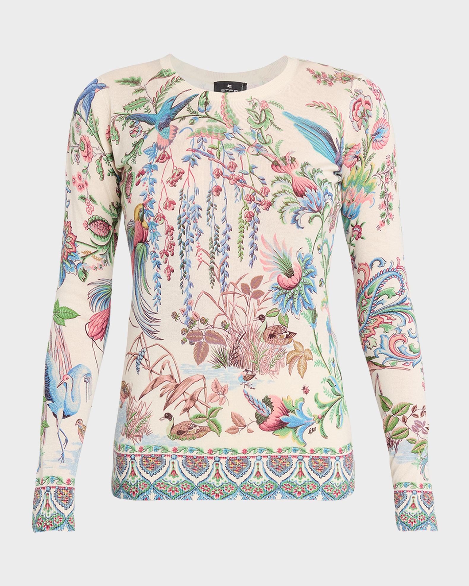 Etro Flora and Fauna Silk Cashmere Sweater | Neiman Marcus