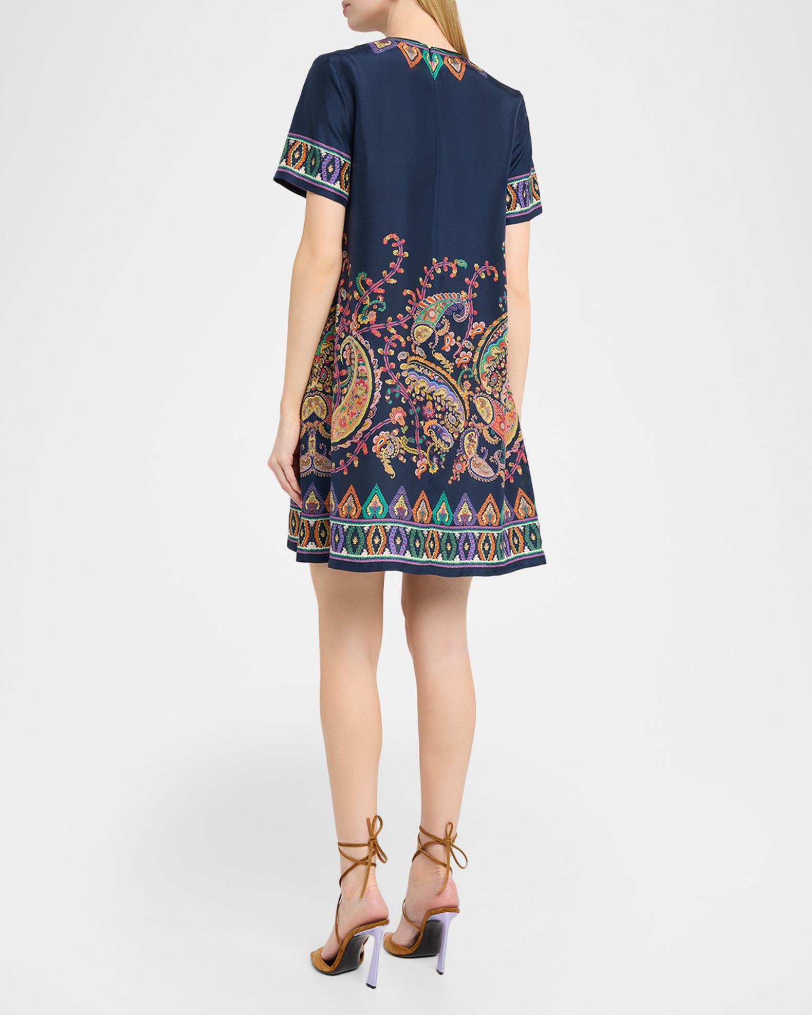 etro paisley mini dress ETRO paisley-print v-neck Mini Dress | Red