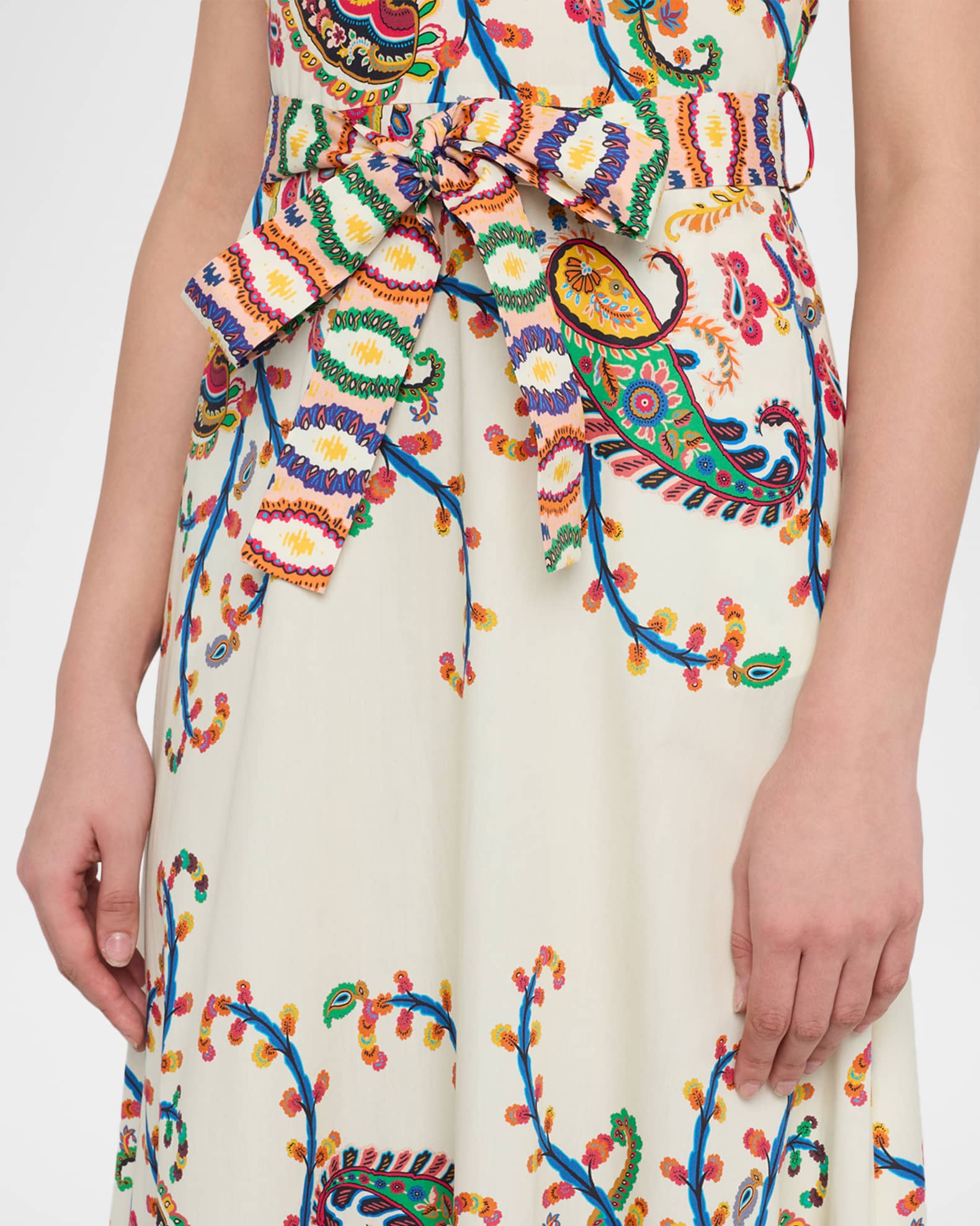 Etro Paisley-Print Sleeveless Belted Maxi A-Line Dress | Neiman Marcus
