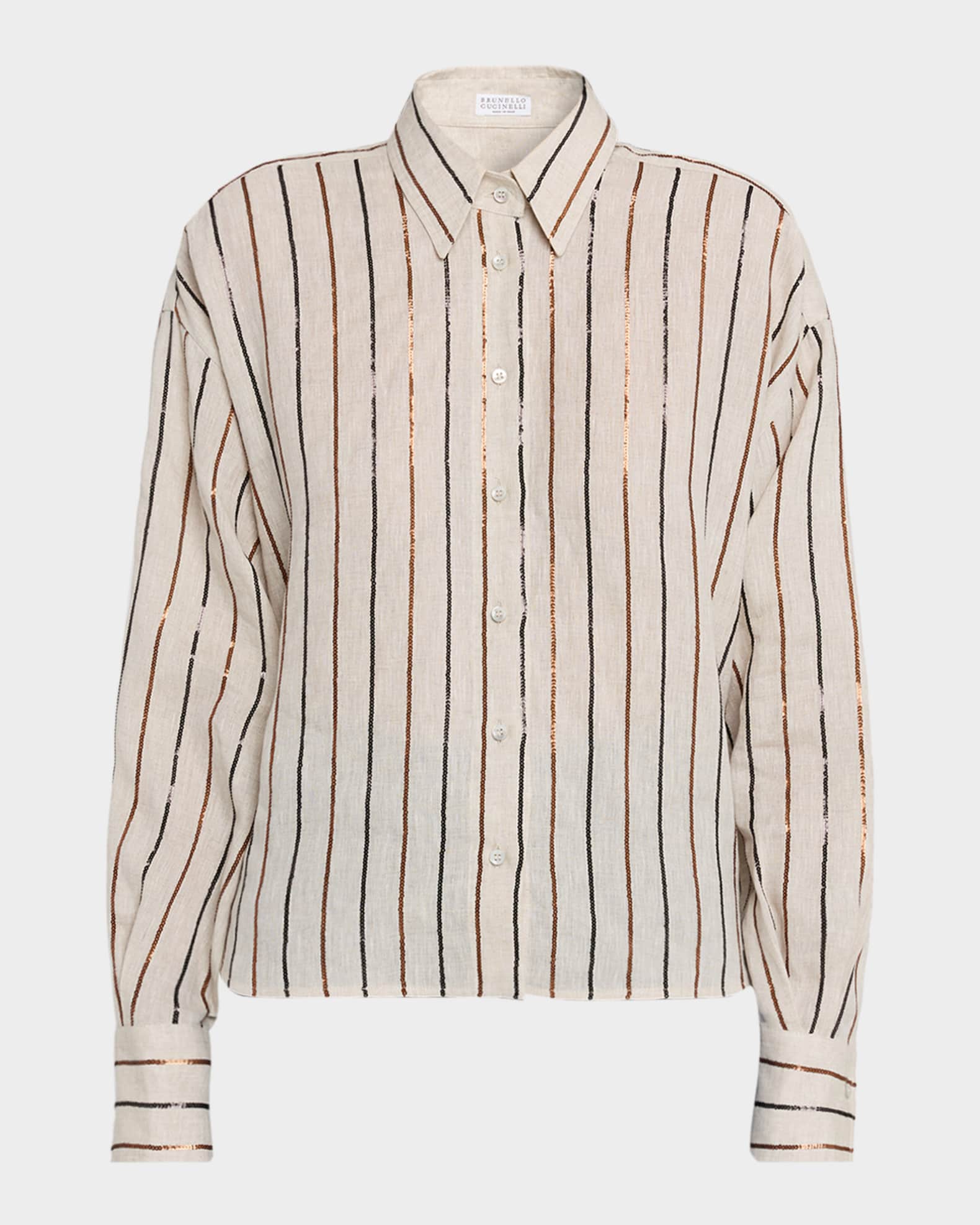 ブルネロクチネリストライプシャツ 中古・古着通販】BRUNELLO CUCINELLI (ブルネロクチネリ) ストライプ