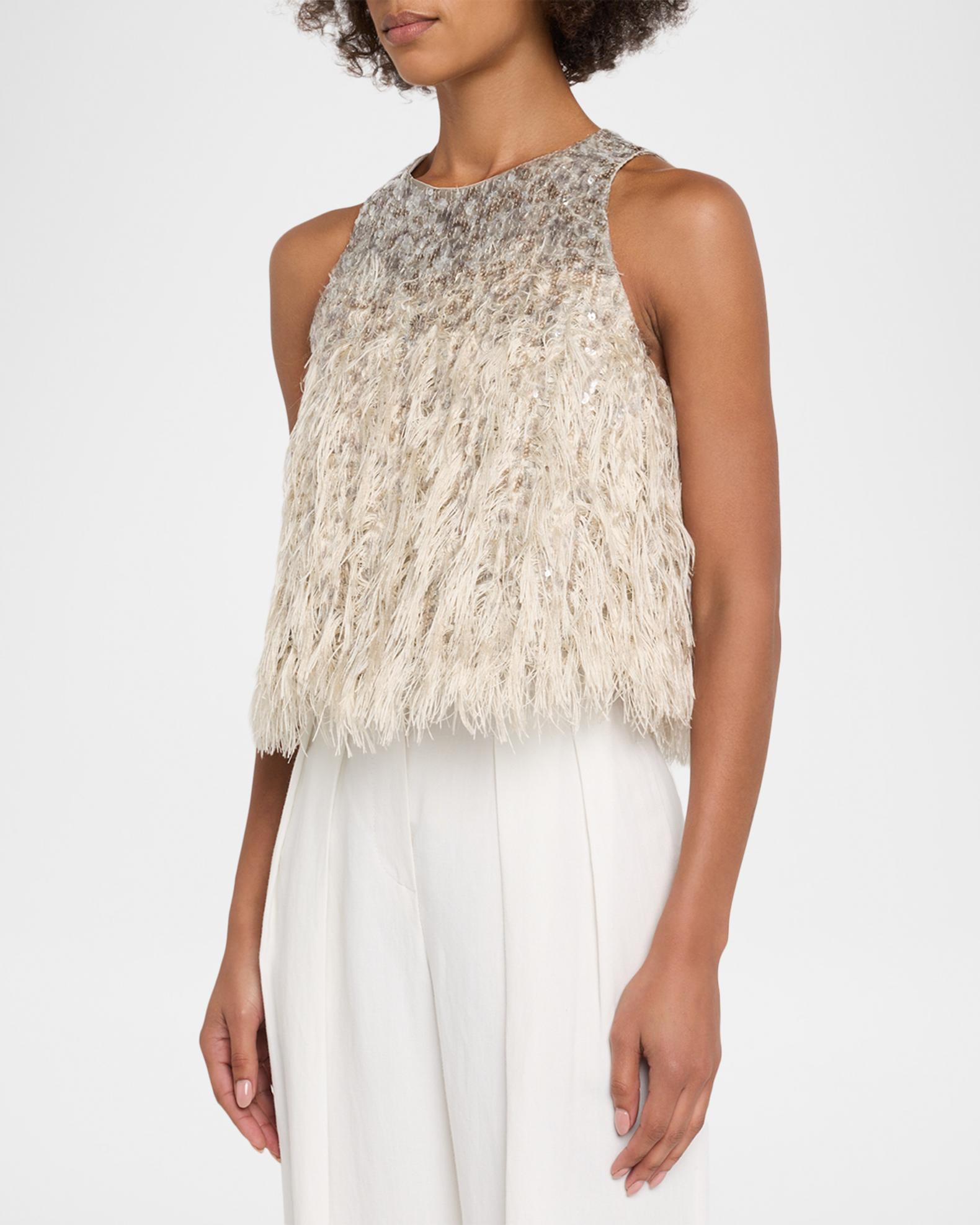 Brunello Cucinelli Dazzling Fil Coupé Fringe Degrade Top | Neiman 