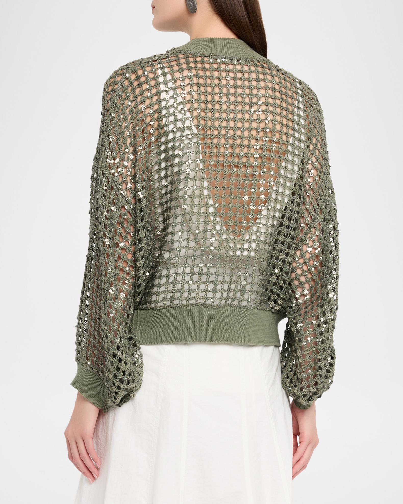 Brunello Cucinelli Paillette Mesh Knit Bomber Jacket | Neiman Marcus