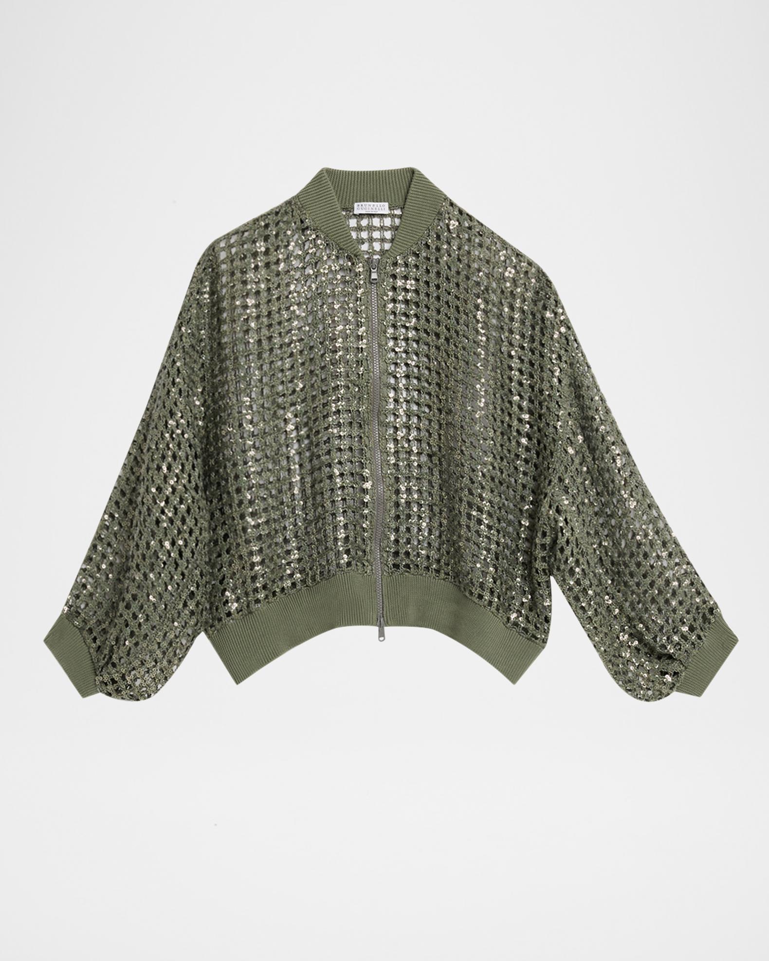 Brunello Cucinelli Paillette Mesh Knit Bomber Jacket | Neiman Marcus