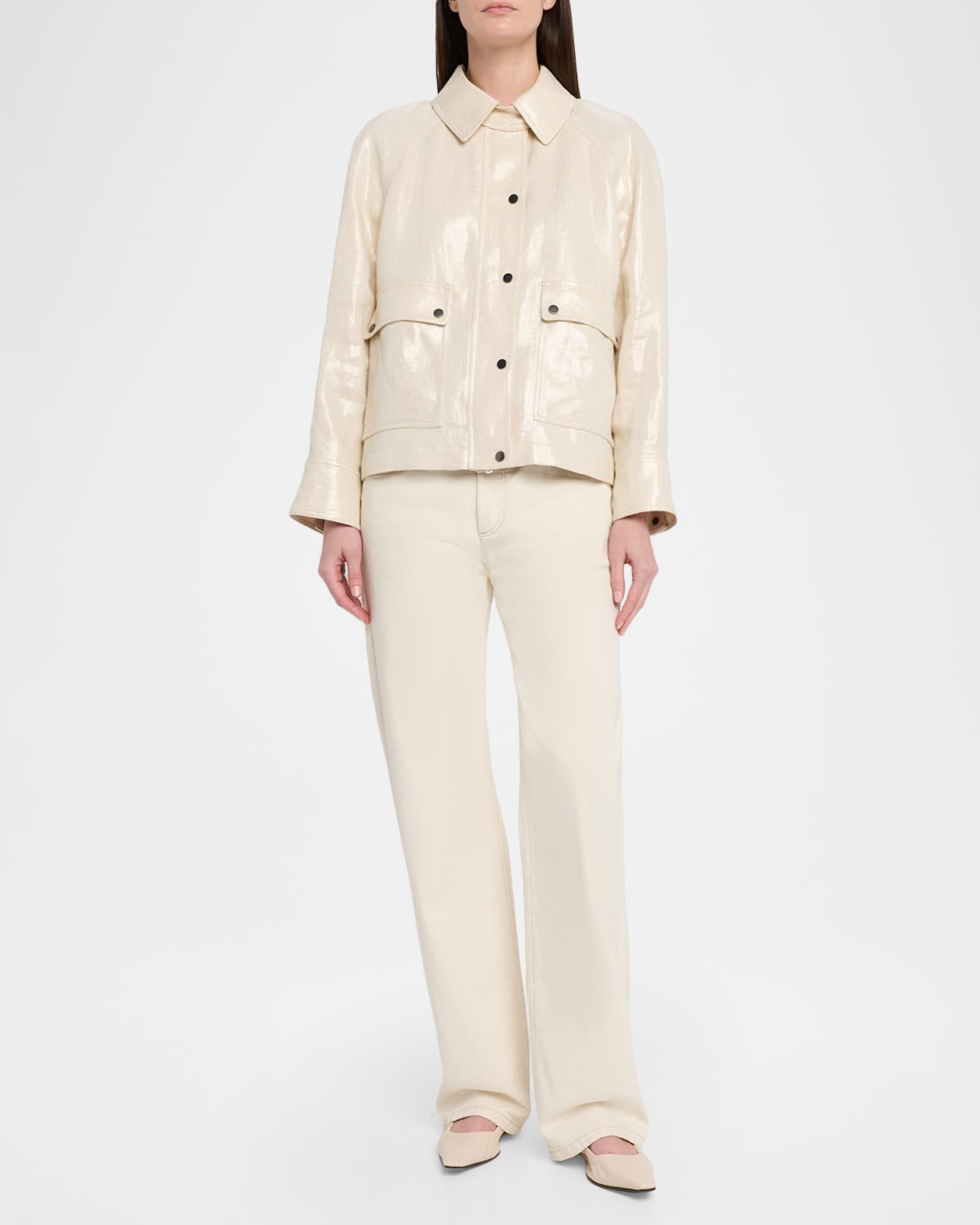 Brunello Cucinelli Shiny Bull Linen Jacket | Neiman Marcus