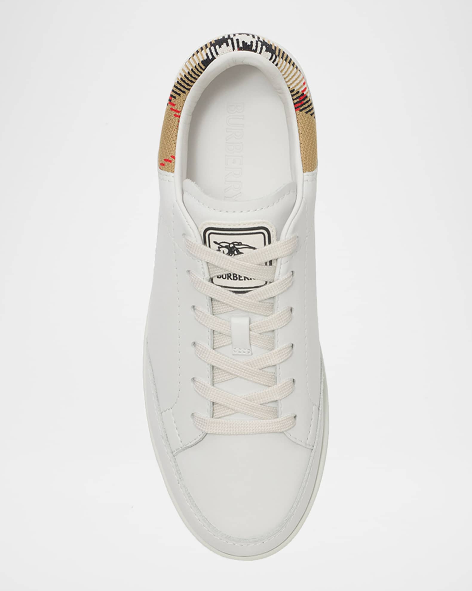 Burberry Check Leather Low-Top Sneakers | Neiman Marcus