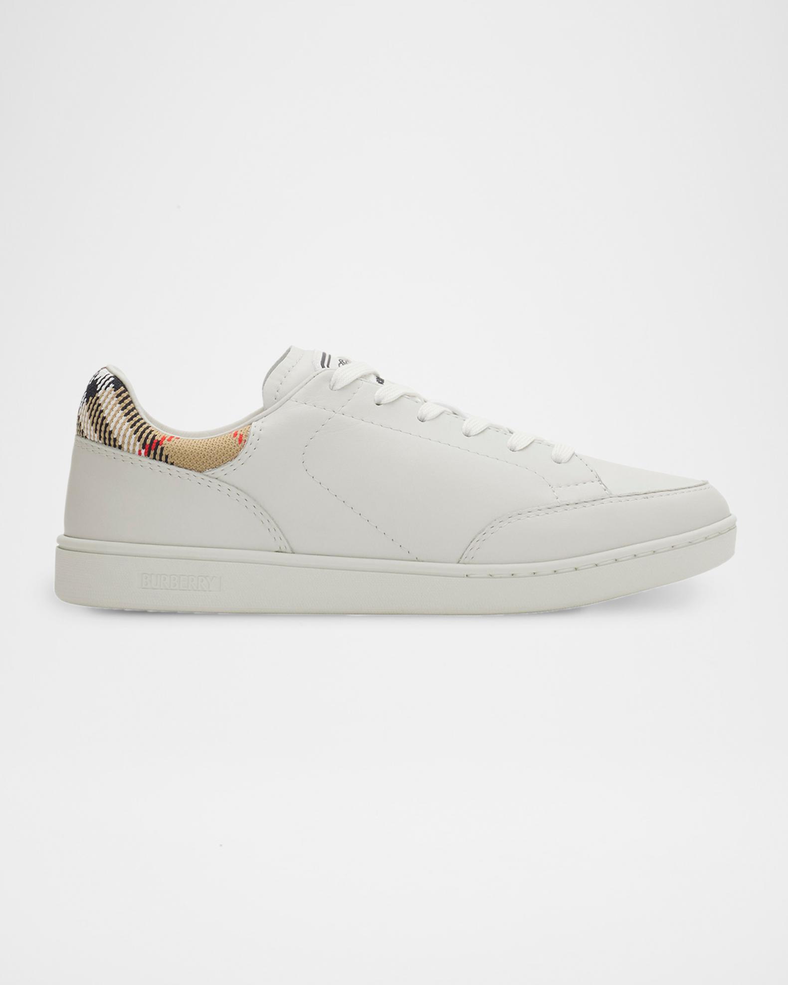 Burberry Check Leather Low-Top Sneakers | Neiman Marcus