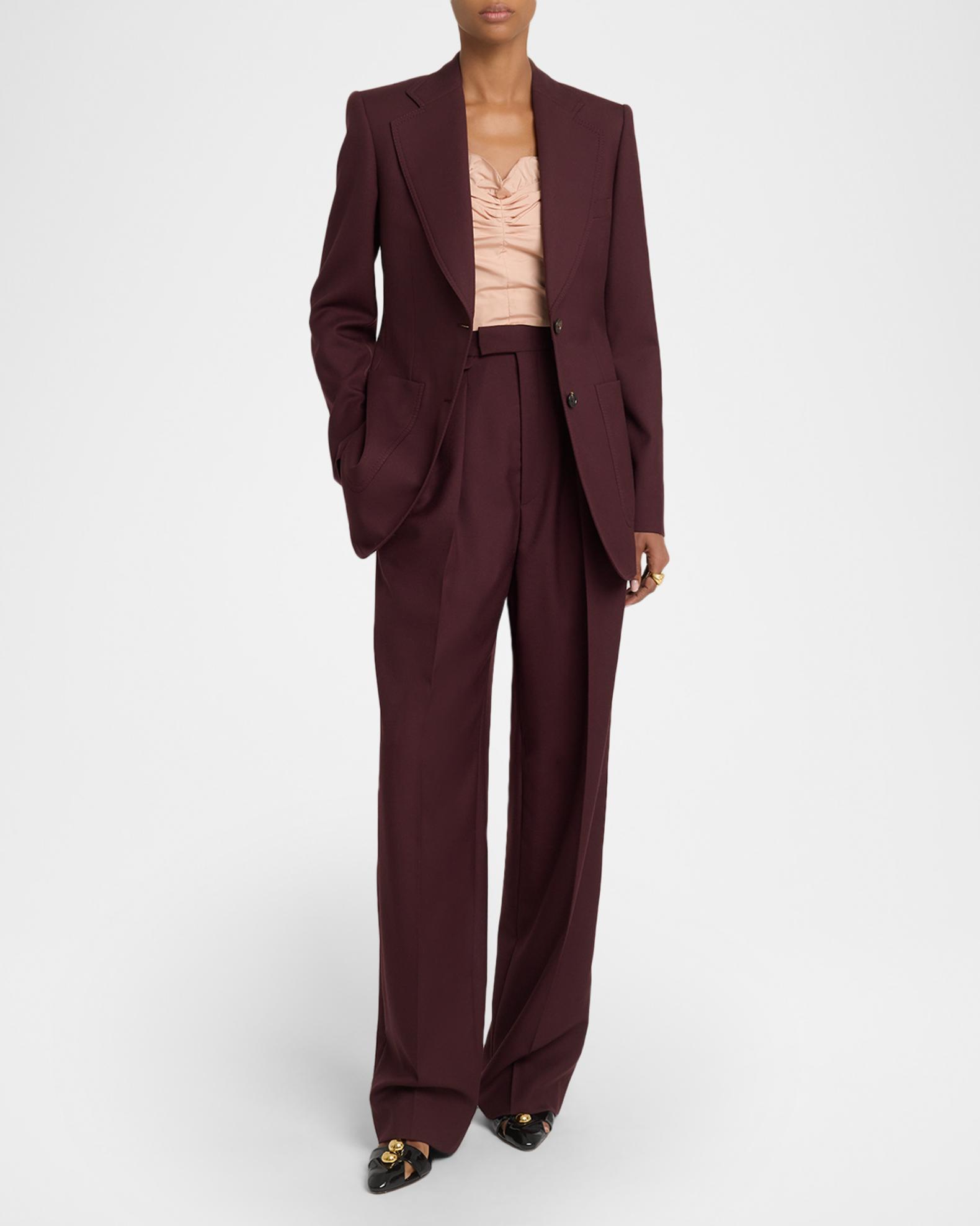 Chloe Wool Gabardine Single-Breasted Blazer Jacket | Neiman Marcus