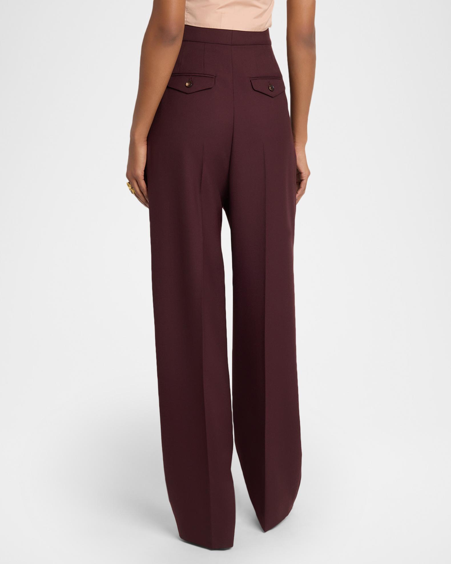 Chloe High-Rise Pleated Wool Gabardine Wide-Leg Pants | Neiman Marcus