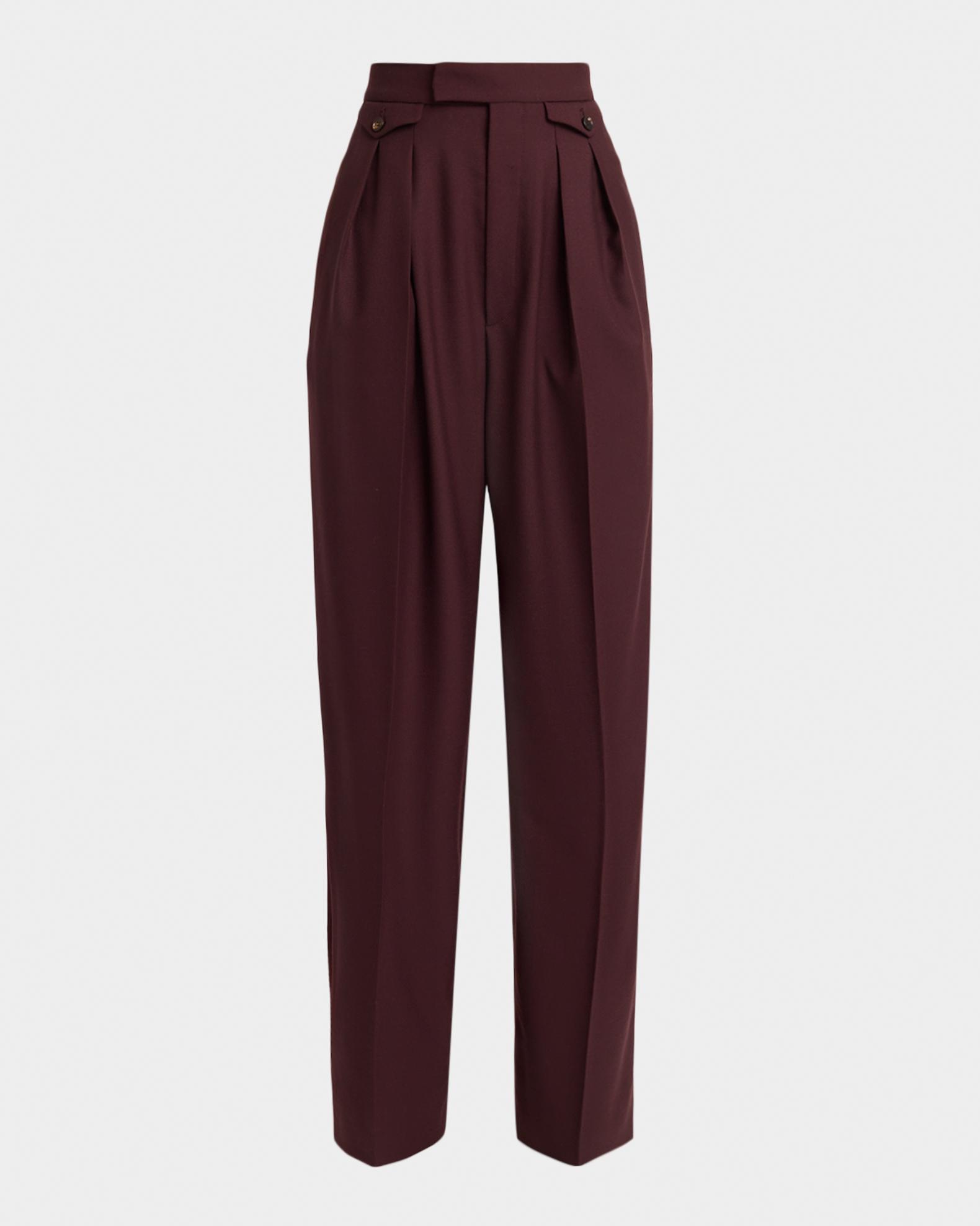 Chloe High-Rise Pleated Wool Gabardine Wide-Leg Pants | Neiman Marcus