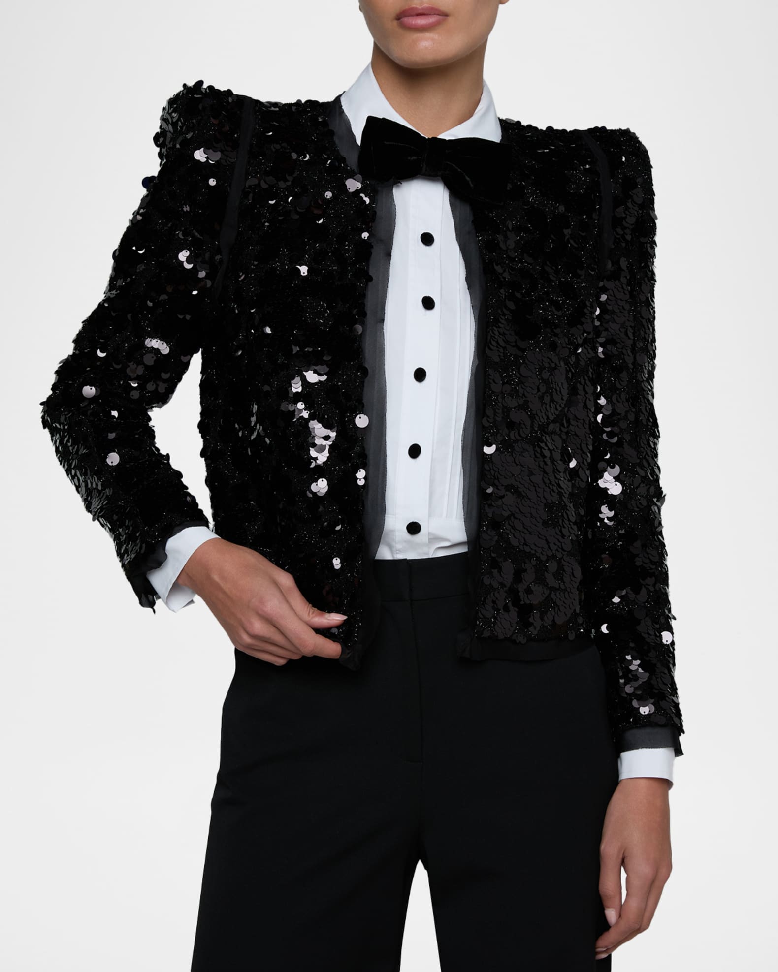 L'Agence Shai Sequined Metallic Tweed Jacket | Neiman Marcus