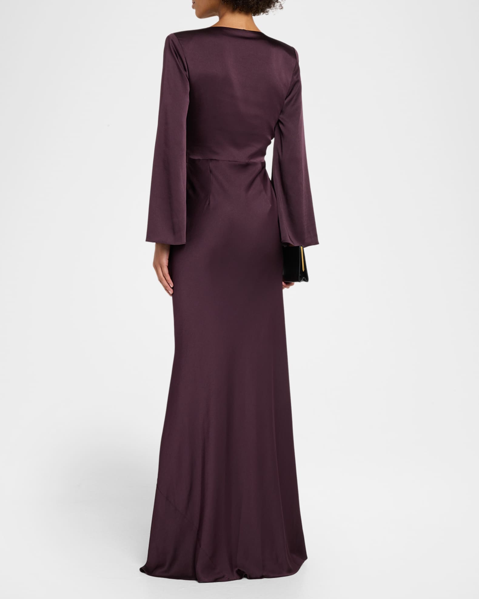 satin surplice maxi dress L'AGENCE Women's Manon Satin Maxi Dress - Dark Malbec