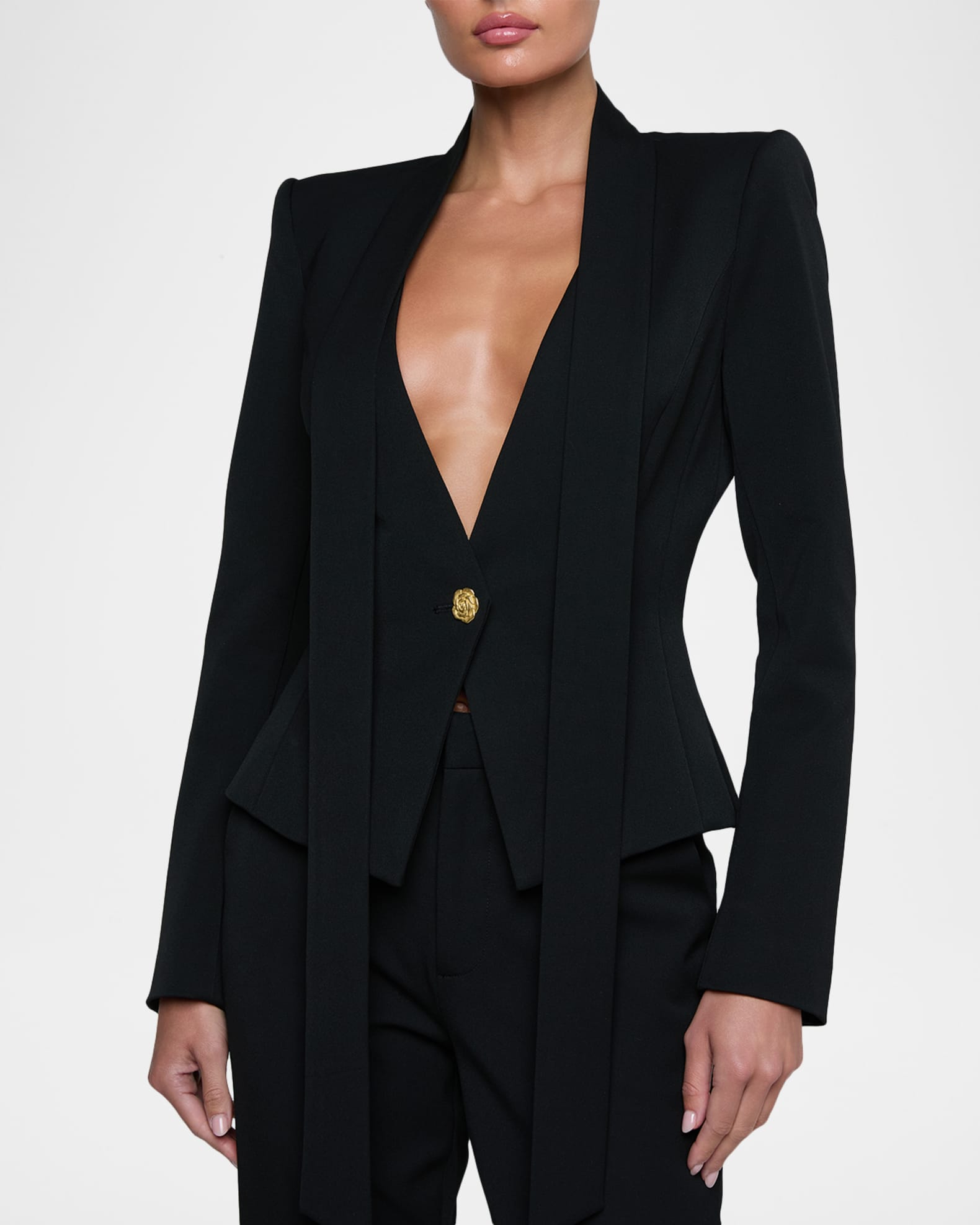 L'Agence Romy Tie-Neck Tailored Blazer | Neiman Marcus