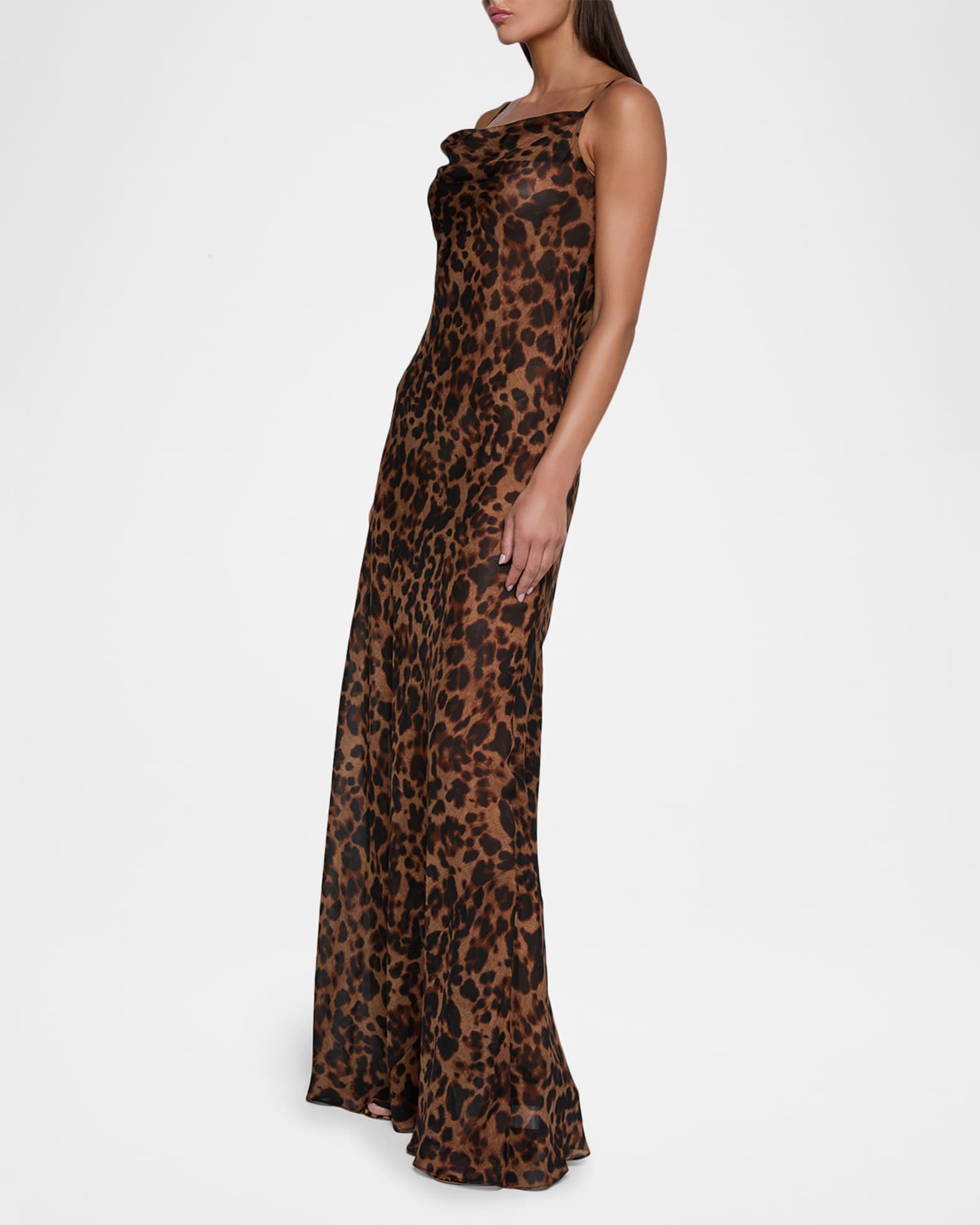 L'Agence Leopard Christine Maxi Slip Dress | Neiman Marcus