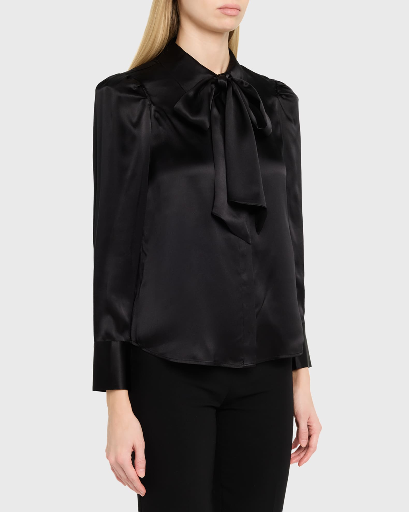 L'Agence Honey Tie-Neck Silk Blouse | Neiman Marcus