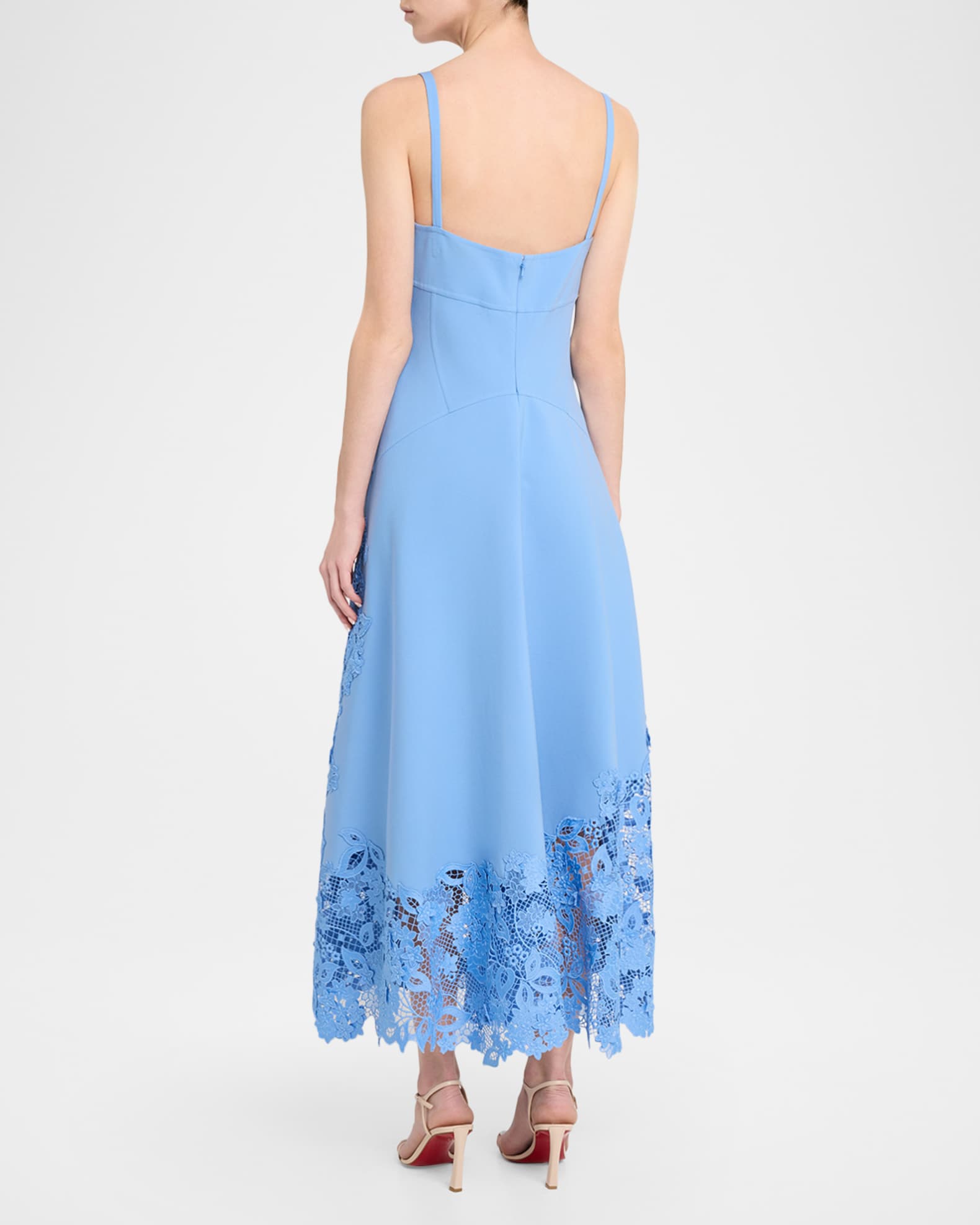 Oscar de la Renta Sleeveless Porcelain Flowers Lace Midi Day Dress | Neiman  Marcus