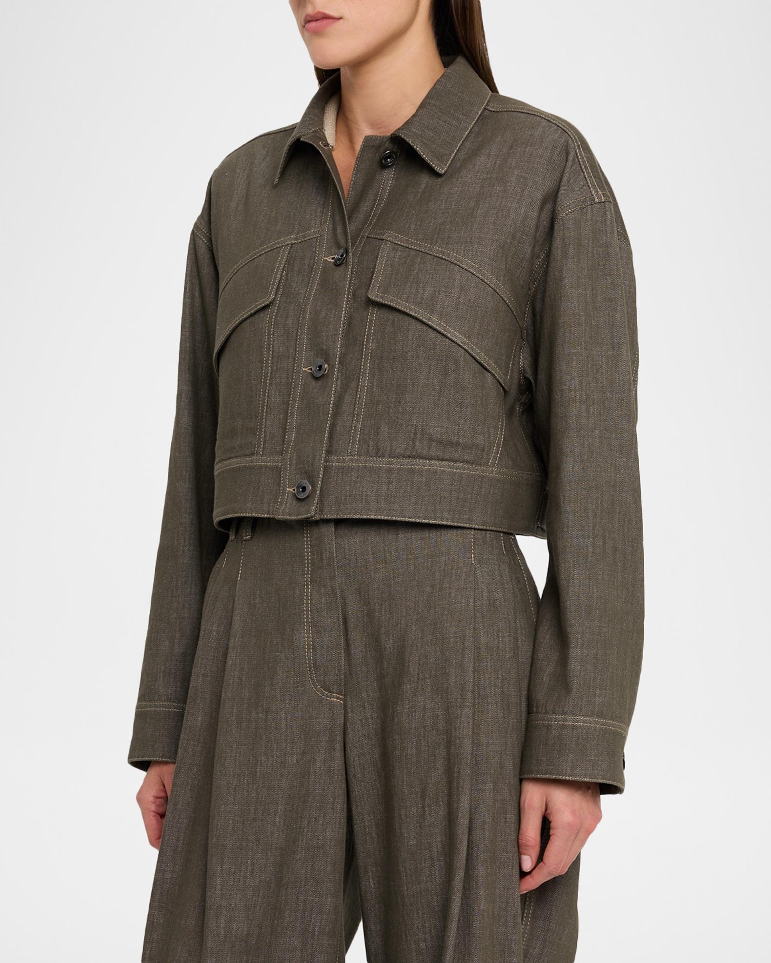 Brunello Cucinelli Denim Cropped Jacket | Neiman Marcus