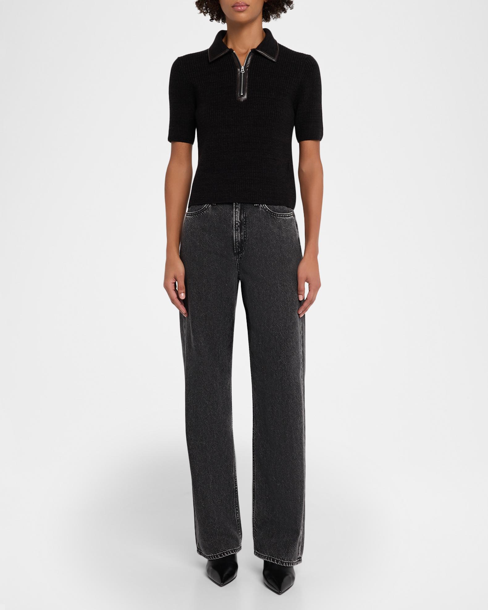 Rag & Bone Caterina Short-Sleeve Half-Zip Top | Neiman Marcus