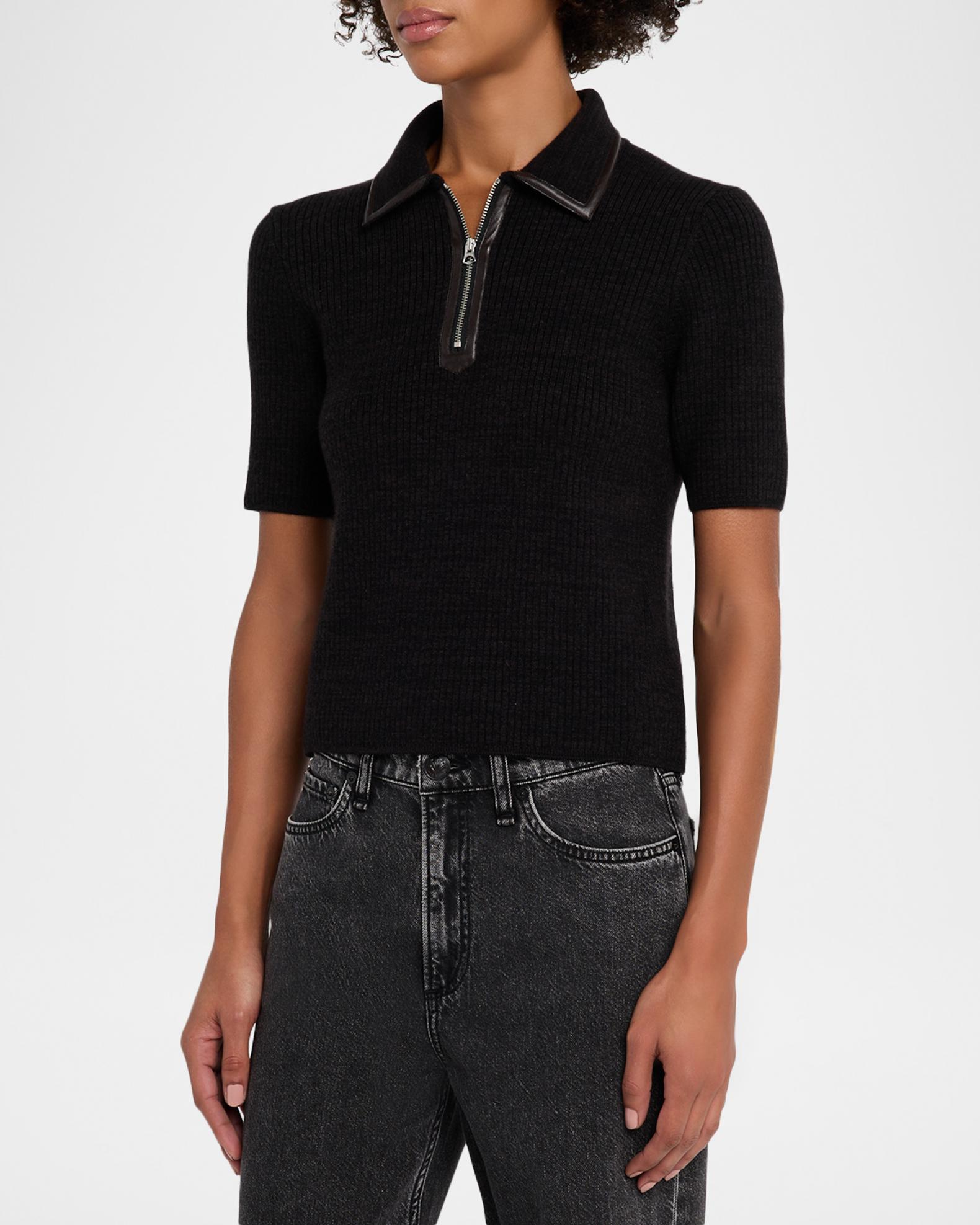 Rag & Bone Caterina Short-Sleeve Half-Zip Top | Neiman Marcus