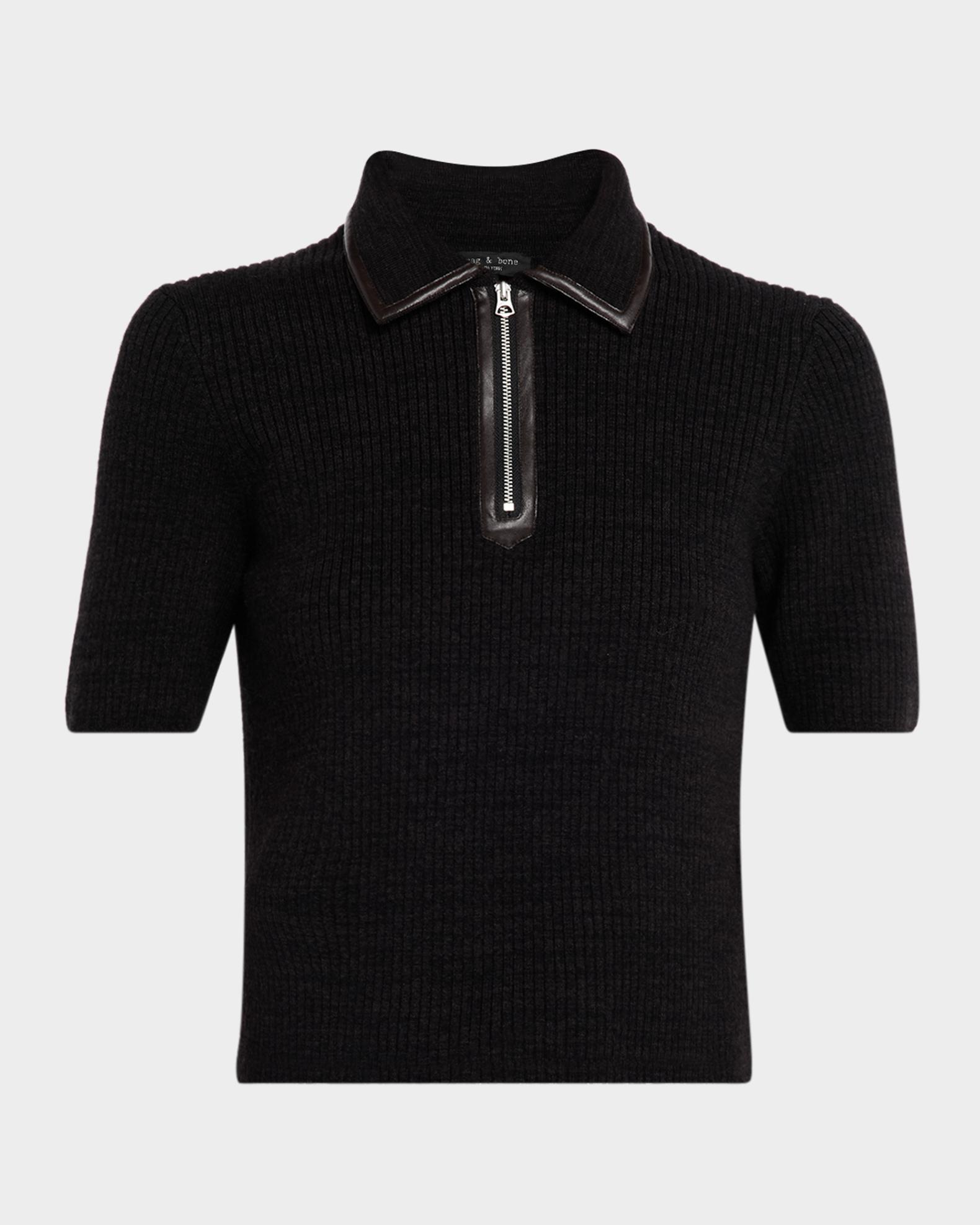 Rag & Bone Caterina Short-Sleeve Half-Zip Top | Neiman Marcus