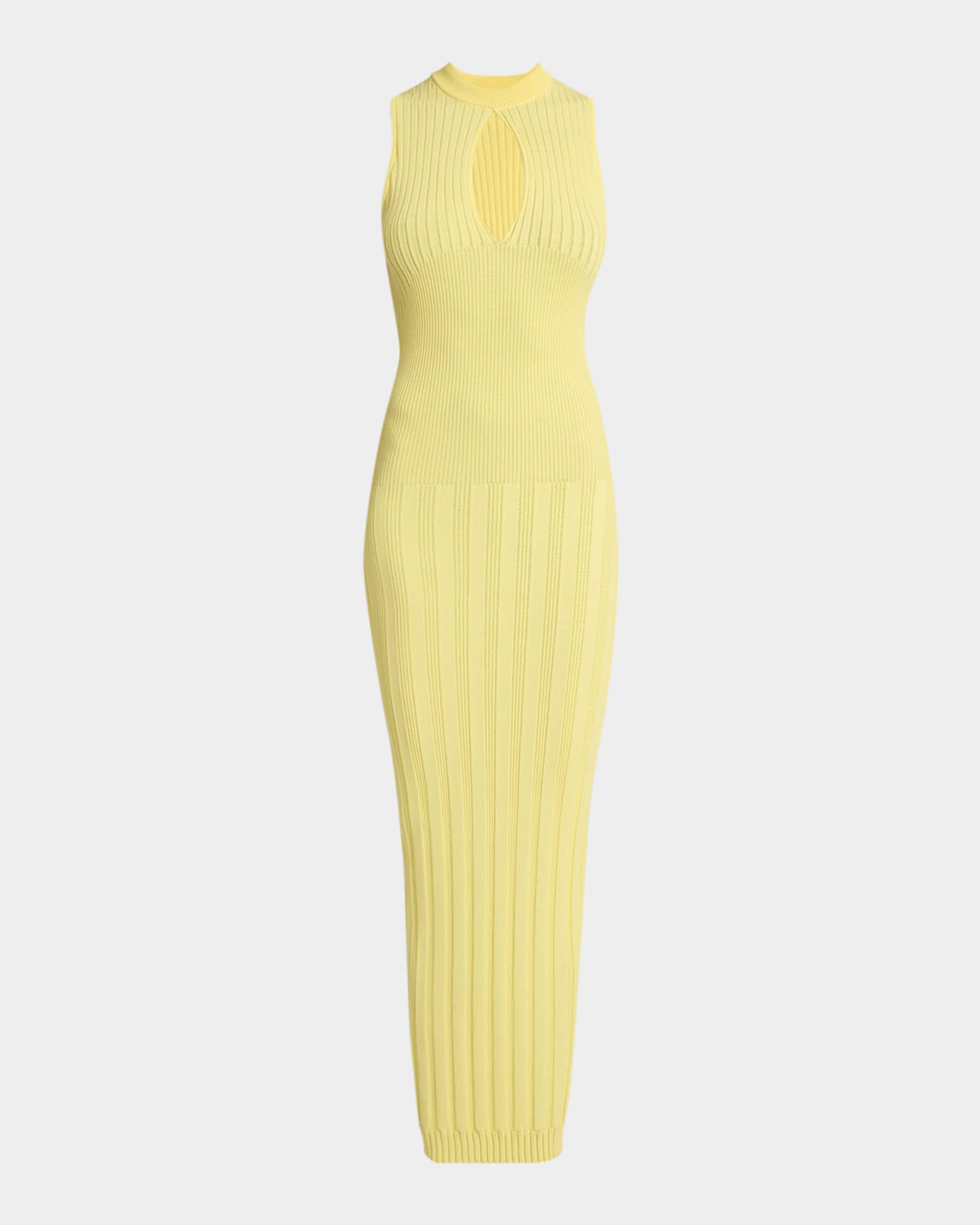 Balmain Women's Keyhole Rib-Knit Maxi Dress - Jaune - Size 10