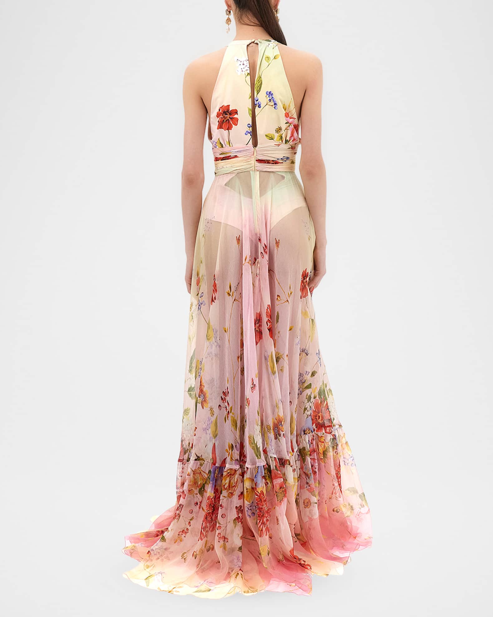 sachin and babi light blue dress Lanvin Summer 2017 Chiffon Silk Floral Maxi Dress Black