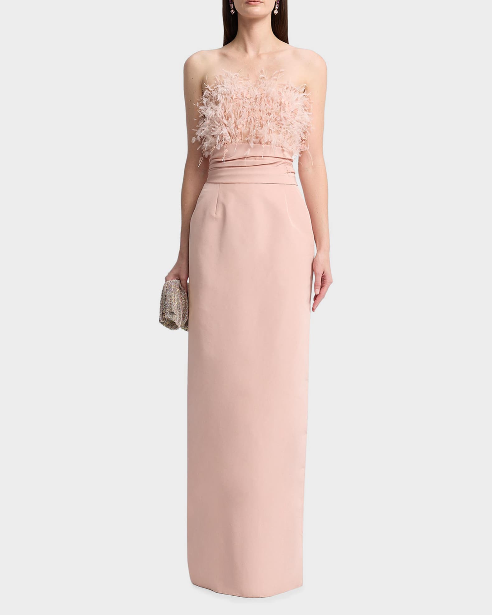 silk column dress Sleek Column Dress with Petal-Fold Strapless Bodice Light Green / US 4